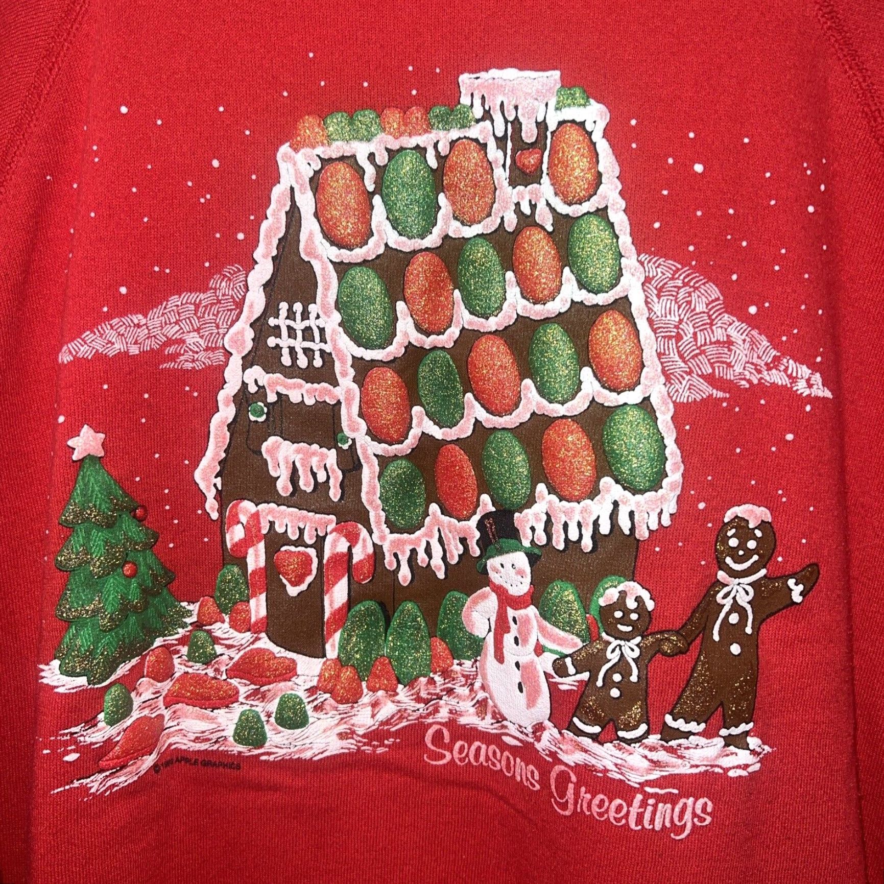 Hanes VINTAGE 1993 HANES Christmas Sweatshirt Pullover Mens XL Red Made in USA Size US XL / EU 56 / 4 - 2 Thumbnail