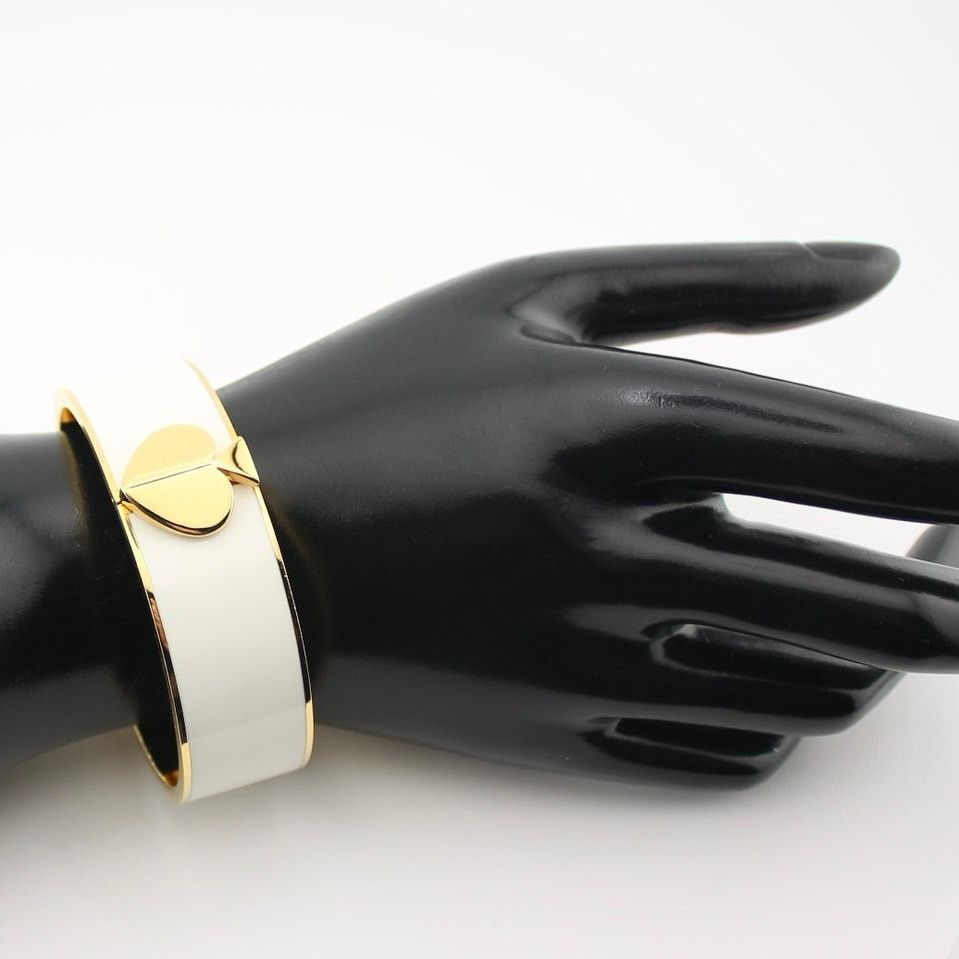 Kate Spade Kate Spade White Enamel Gold Tone Hinged Spade Bangle Size ONE SIZE - 7 Thumbnail