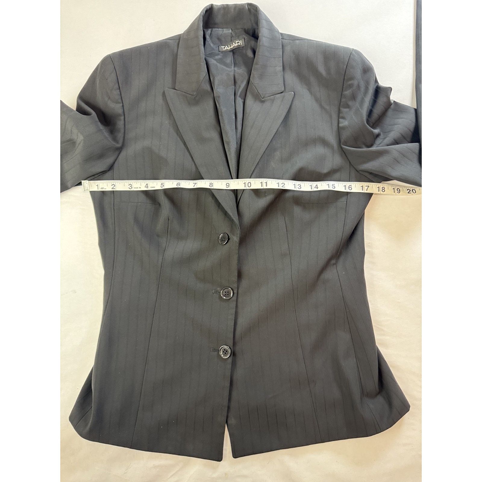Elie Tahari Tahari Cinched Waist Blazer Black Stripe Academia Size 6 Size M / US 6-8 / IT 42-44 - 2 Thumbnail