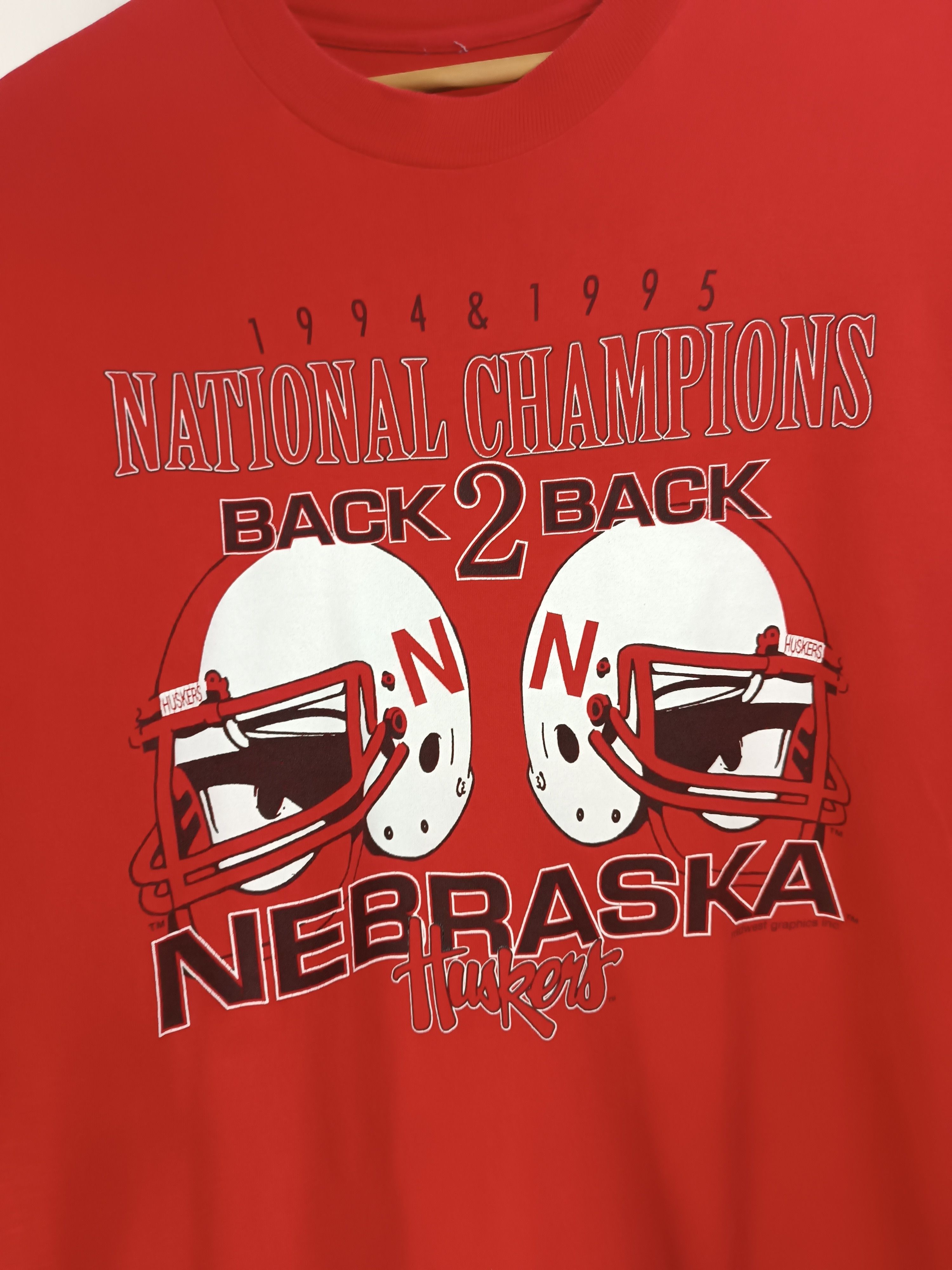 NFL VINTAGE '94 NEBRASKA HUSKERS CHAMPIONS BACK2BACK TEE NFL NBA Size US XL / EU 56 / 4 - 8 Thumbnail