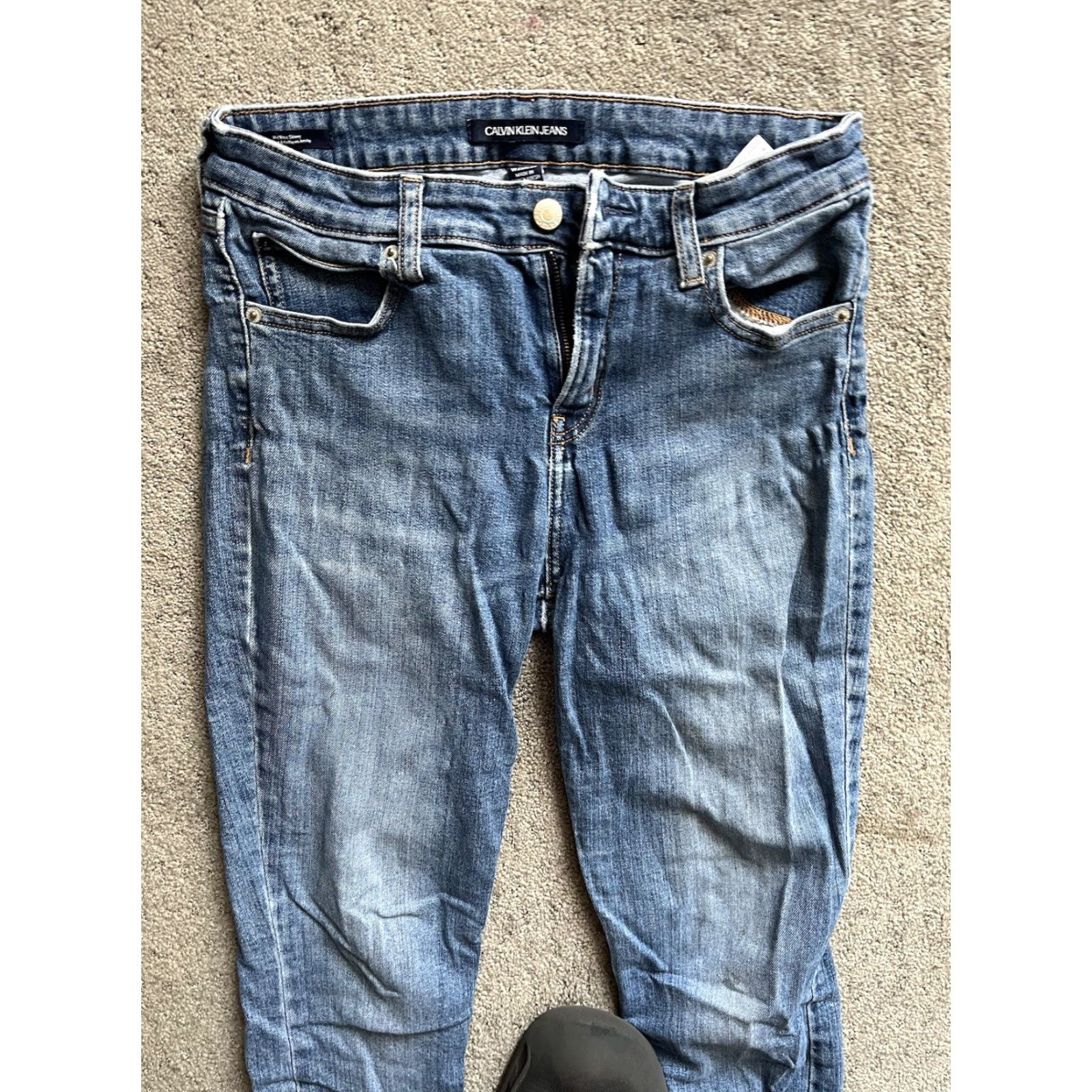 Calvin Klein Calvin Klein Jeans Womens 29x30 Mid Rise Skinny Blue Denim Stretch Pocket Zipper 5-Pocket Design Size 29" - 4 Thumbnail
