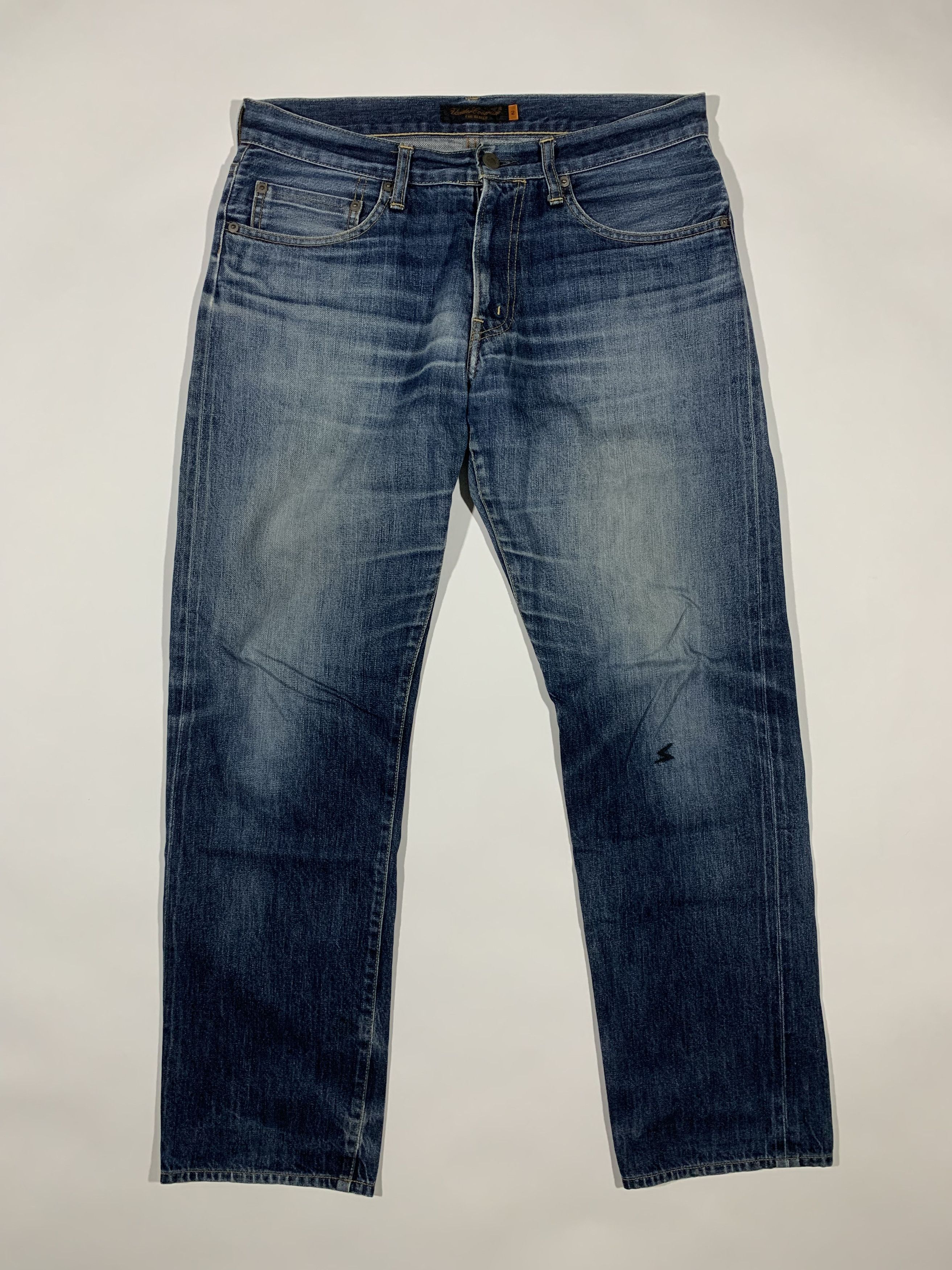 image of Undercover Ss07 Neu! 2 Embroidered Denim in Indigo, Men's (Size 33)