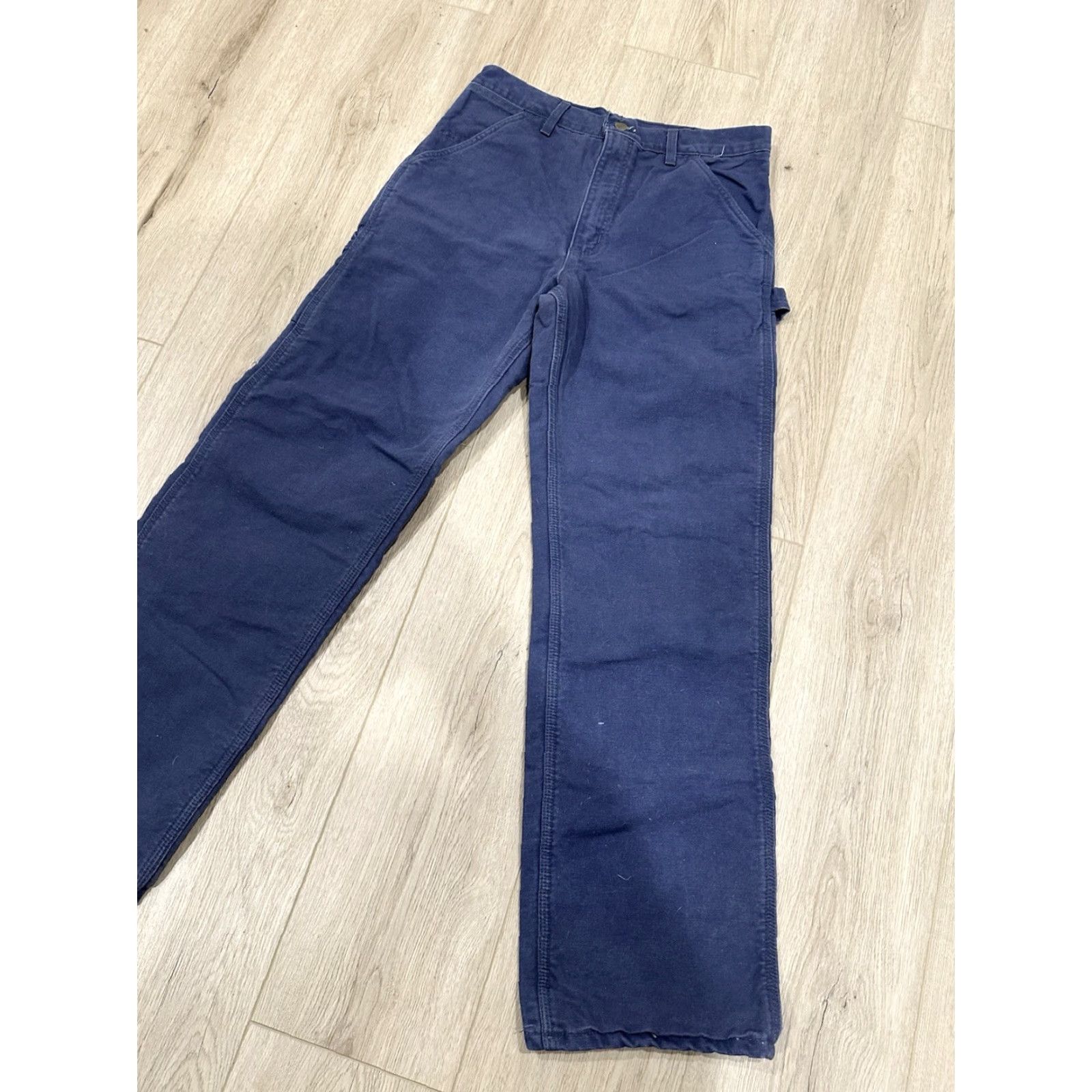 Carhartt Carhartt Washed Duck Dungaree Flannel Lined Work Pants B111 PTL Blue Mens 32x31 Size US 32 / EU 48 - 2 Thumbnail