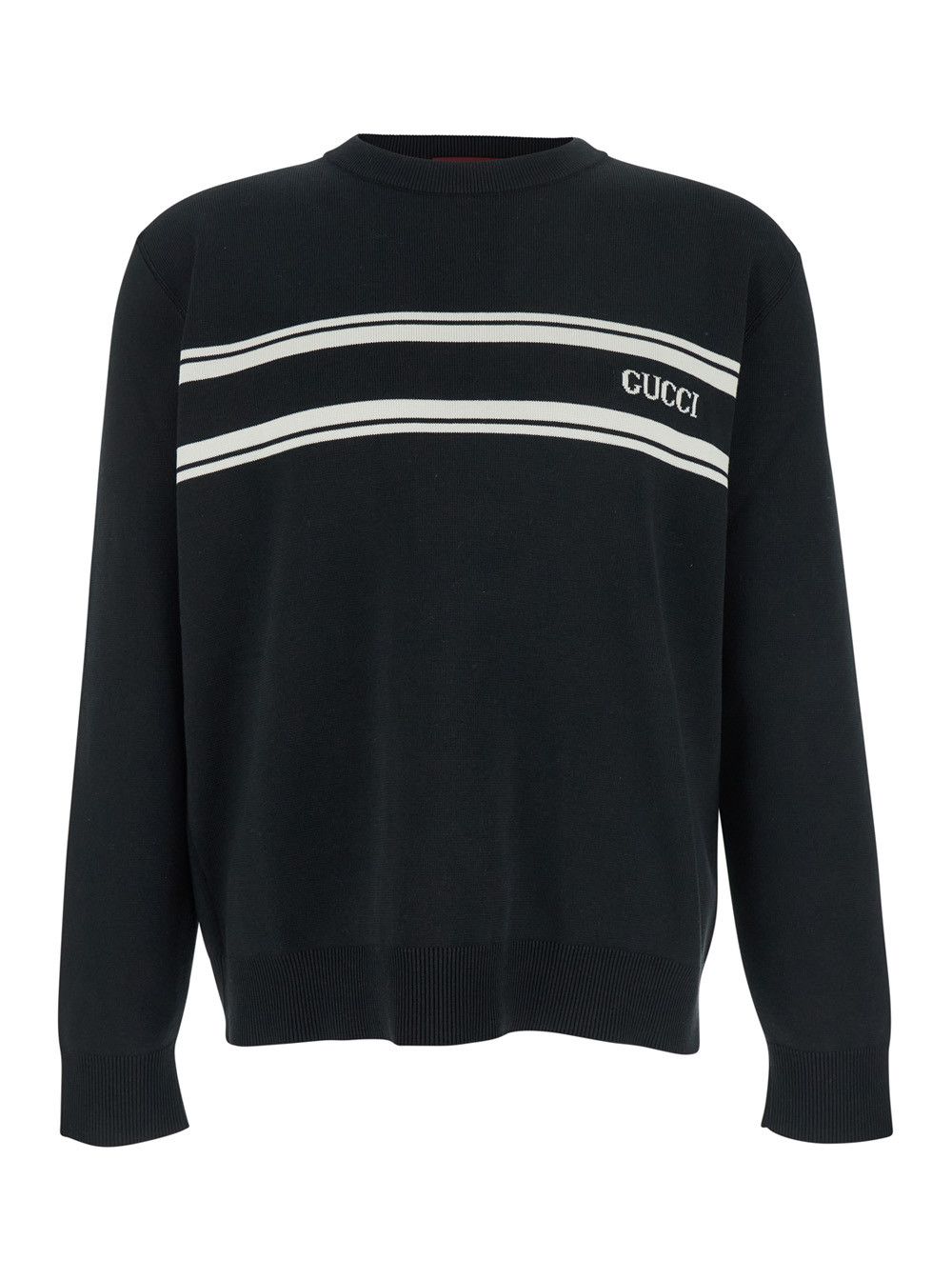 Gucci Black Sweater with Logo Lettering on the Front in Wool Man Size US XL / EU 56 / 4 - 1 Thumbnail