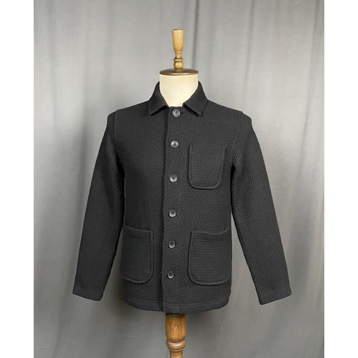 Folk MINT! Folk Chore Jacket Mens Black Wool Blend Thomas Worker Size US S / EU 44-46 / 1 - 1 Thumbnail