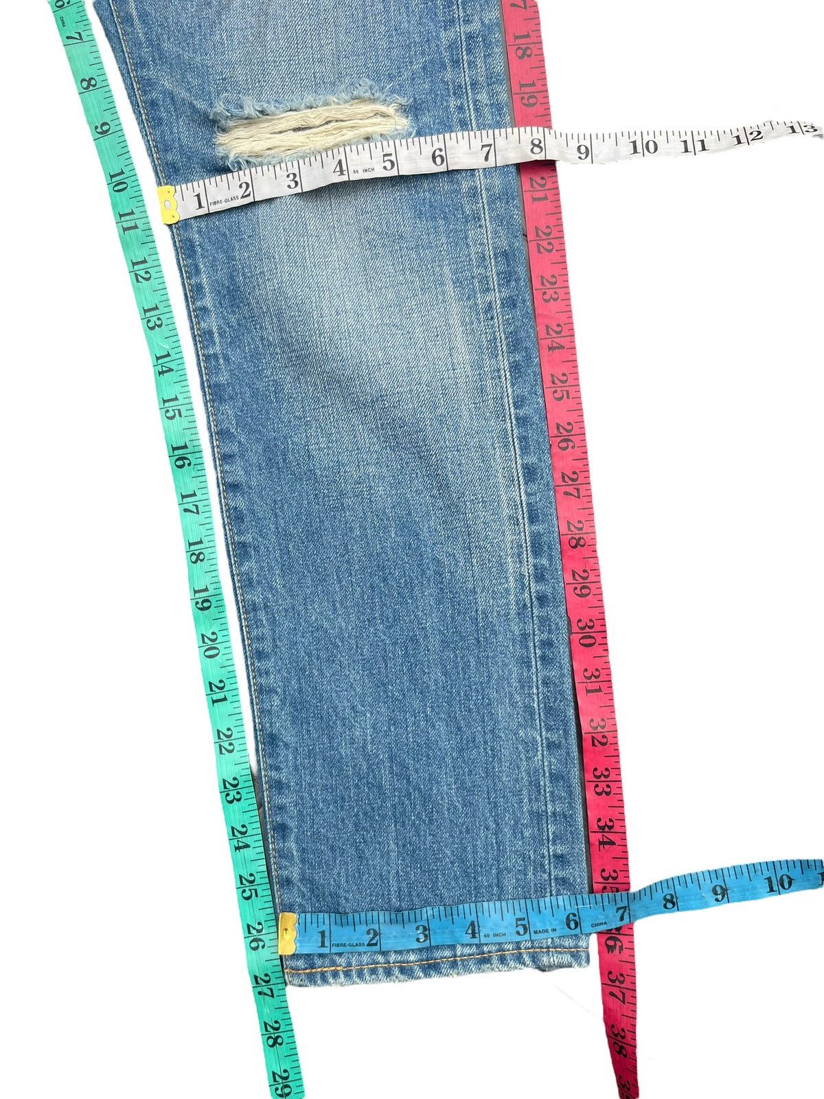 Japanese Brand Ungrid Distresed Selvedge Jeans Size 29" - 14 Thumbnail