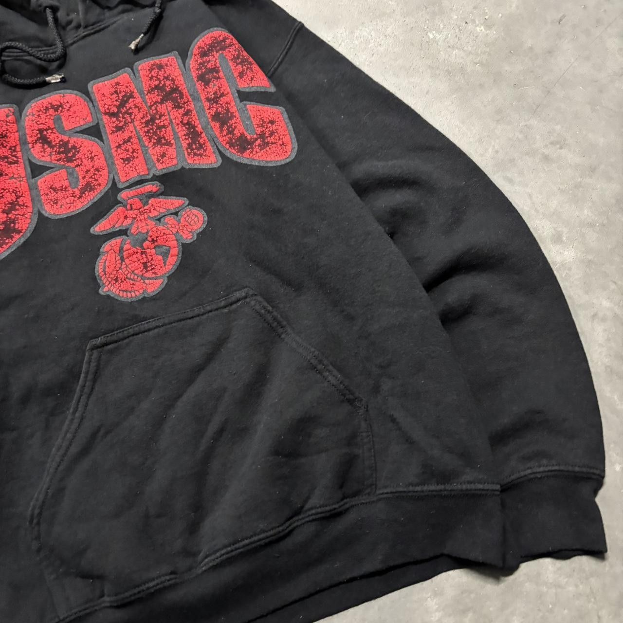 Japanese Brand × Vintage Crazy Vintage Y2K/2000s Black USMC Marines Streetwear Graphic Hoodie! Size US S / EU 44-46 / 1 - 4 Thumbnail
