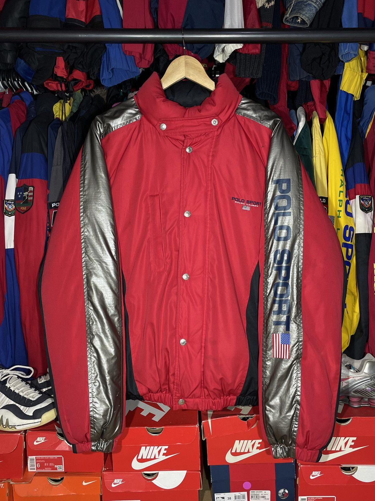Polo Ralph Lauren × Vintage Puffer Jacket Polo Sport Spell Out Vintage 1990’s Size US L / EU 52-54 / 3 - 1 Thumbnail
