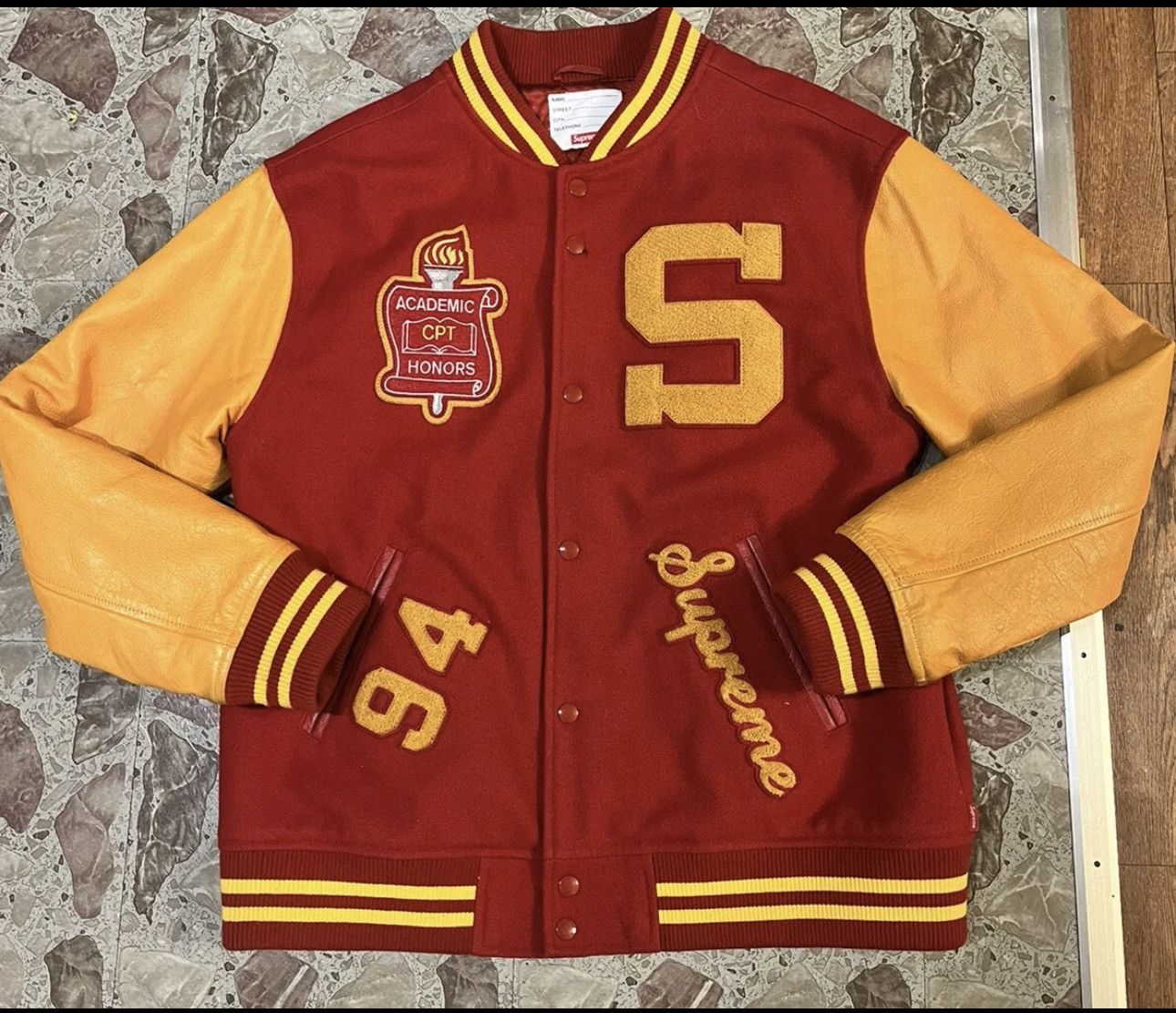 Supreme team varsity jacket 2024 red