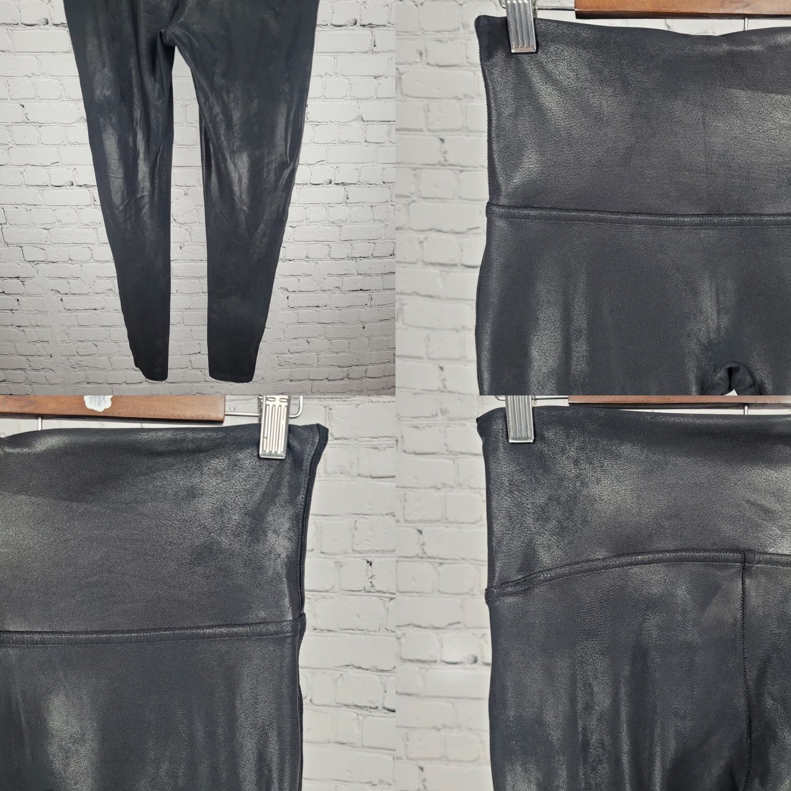 Spanx Spanx Leggings Black Faux Leather Shiny Mid Rise Ankle Pants L Womens Size 36" / US 14 / IT 50 - 8 Thumbnail
