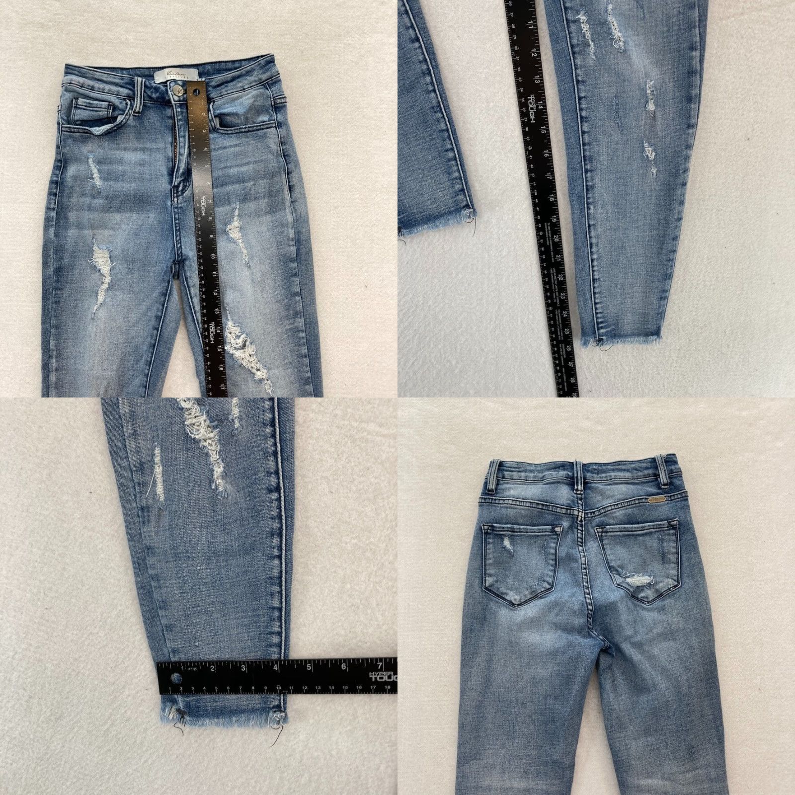 Vintage KanCan Jeans Women's 25 Light Wash Blue Stretch Denim Skinny Ankle Distressed Size 42" / US 20 - 8 Thumbnail