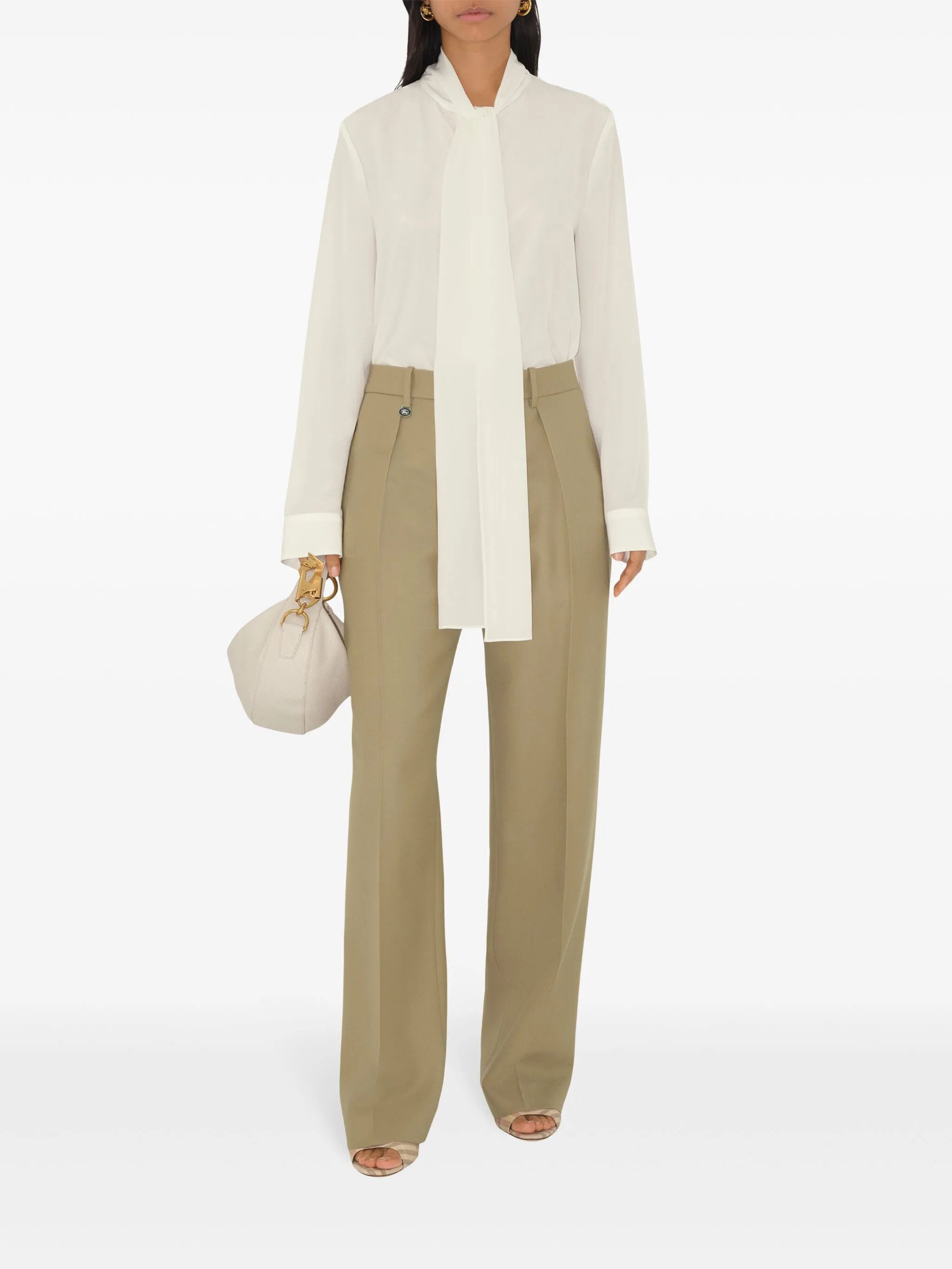Burberry o1w1db10426 Wool Tailored Trousers in Beige Size 27" / US 4 / IT 40 - 2 Thumbnail