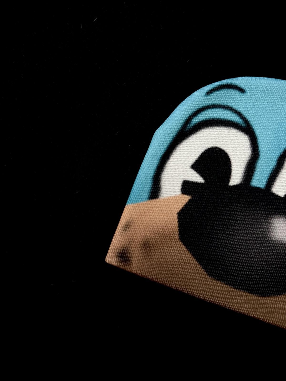 Japanese Brand Y2k Toontown Dogs Graphic No Cuff Knit Beanie Hat Blue OS Size ONE SIZE - 2 Thumbnail