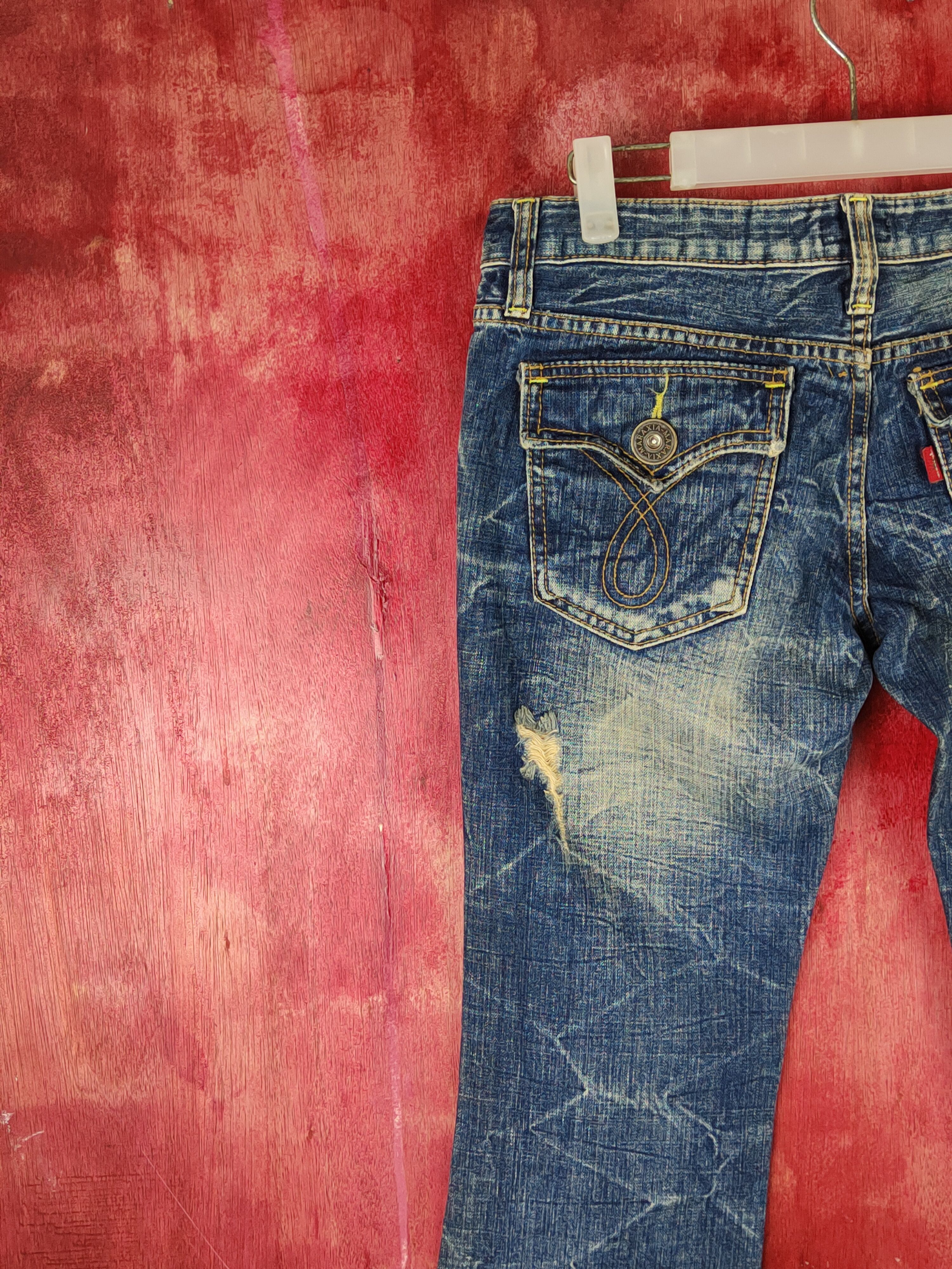 Japanese Brand DL Maraxia Blue bootcut Distressed ripped faded Denim #S1535 Size 27" / US 4 / IT 40 - 8 Thumbnail