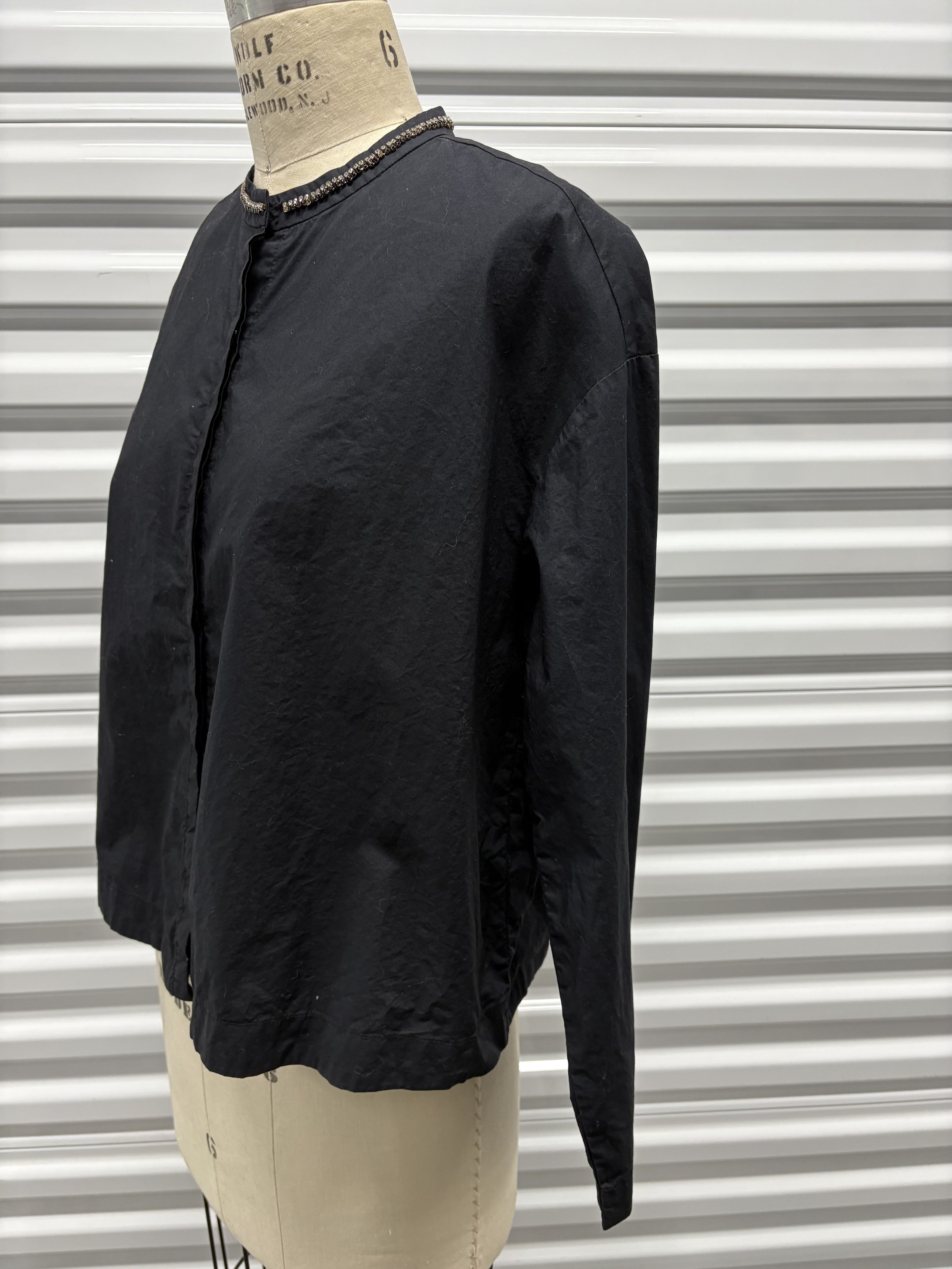 Maje Maje Black Cotton Blouse with Rhinestone necklace Size S / US 4 / IT 40 - 3 Thumbnail