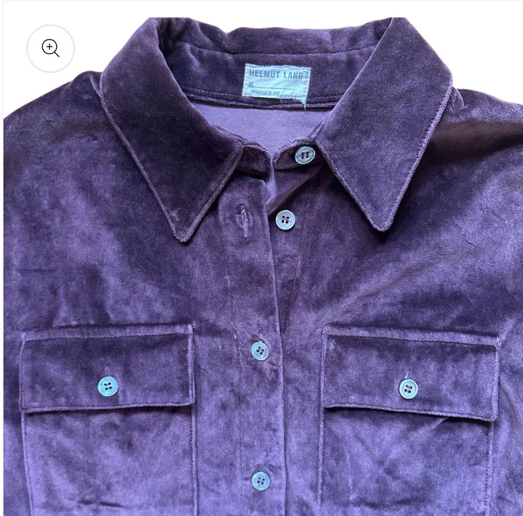 Image of 1997 Velvet Helmut Lang Button Up in Eggplant, Men's (Size Small)