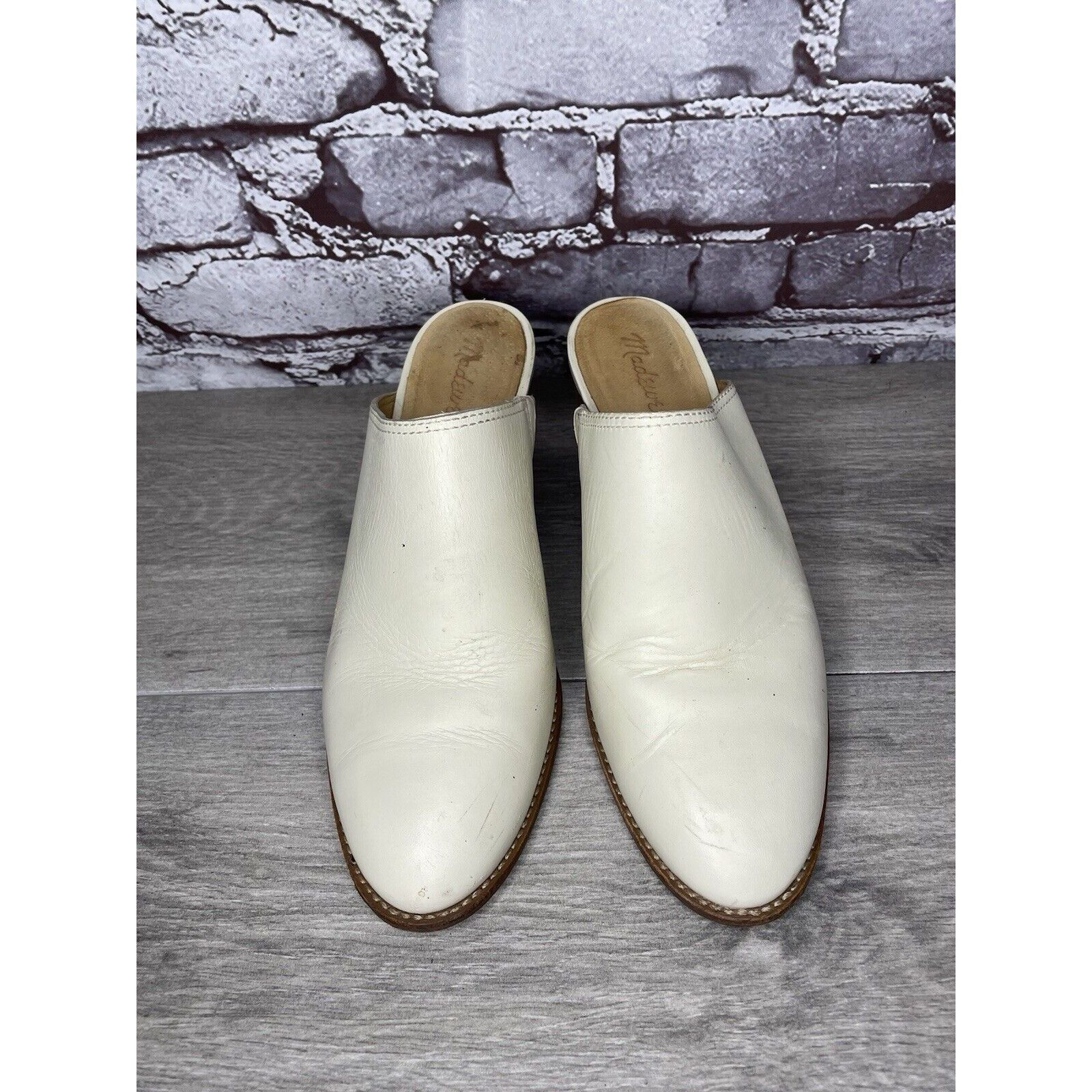 Madewell Madewell The Harper Ivory Leather Mules Stacked Heels Women Size US 8 / IT 38 - 22 Thumbnail
