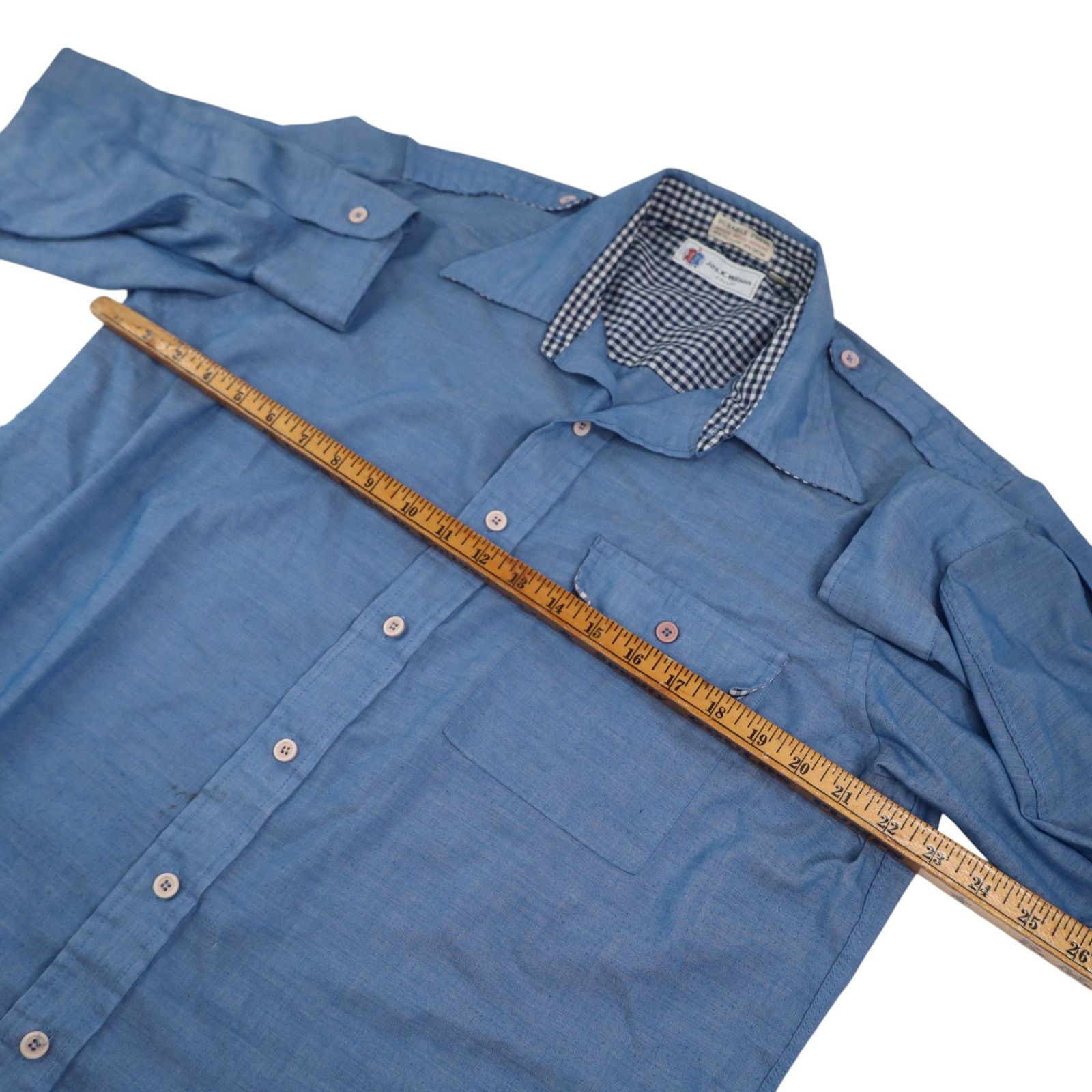 Vintage True VTG 60s Jas. K. Wilson Chambray Work Shirt Blue Size US L / EU 52-54 / 3 - 8 Thumbnail