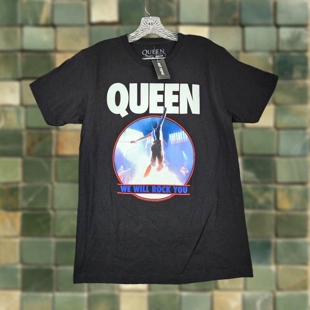 Hot Topic VINTAGE Hot Topic Black Queen We Will Rock You Graphic Tee Shirt Mens M Rock Size US 31 - 1 Thumbnail