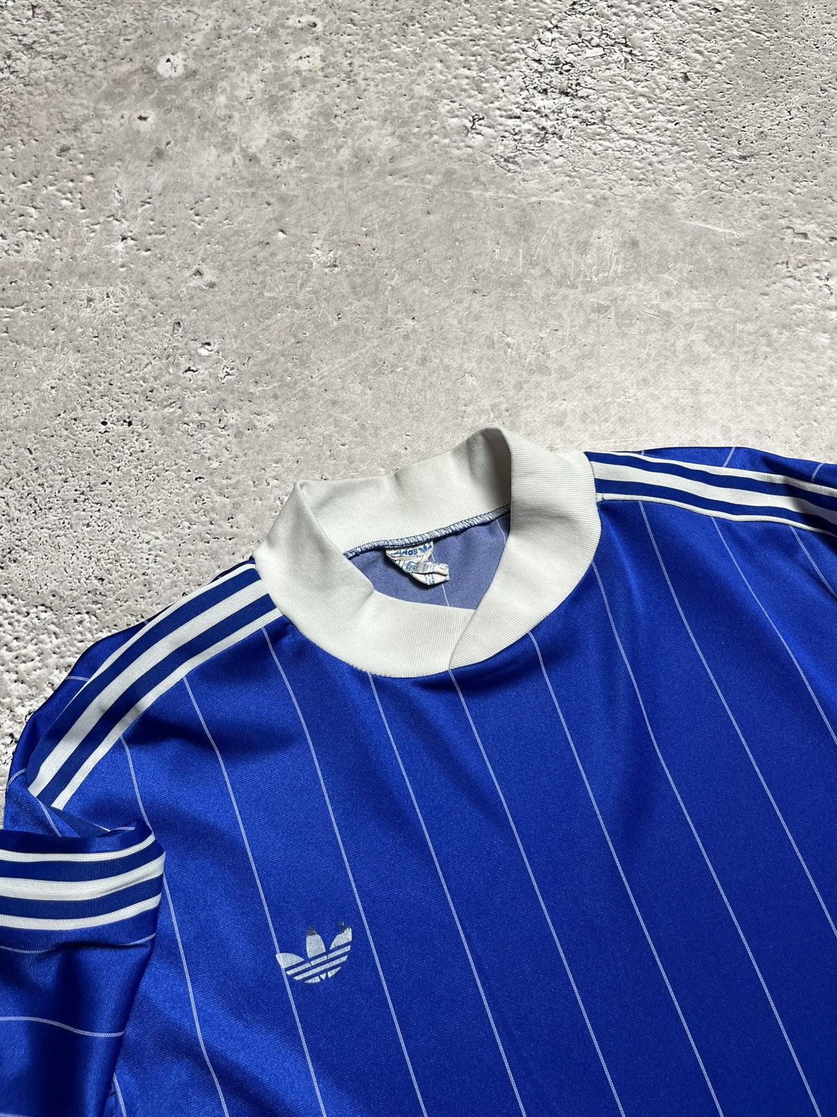 Adidas × Vintage Vntg Adidas Ventex Jersey Made in Tunisia Blue Striped Shirt Size US L / EU 52-54 / 3 - 8 Thumbnail