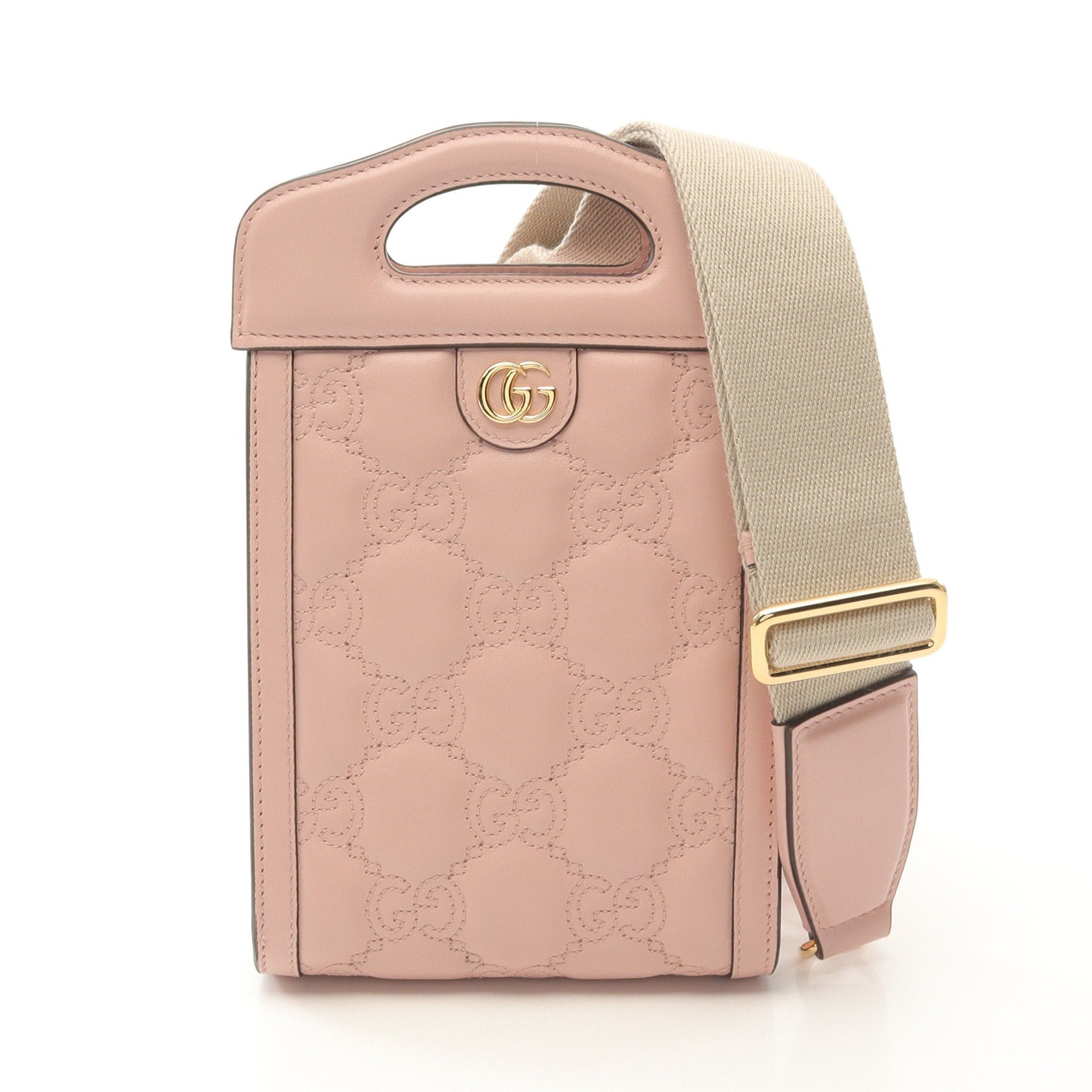 Gucci GG Matelasse Mini Top Handle Bag Handbag Leather Pink, Women's