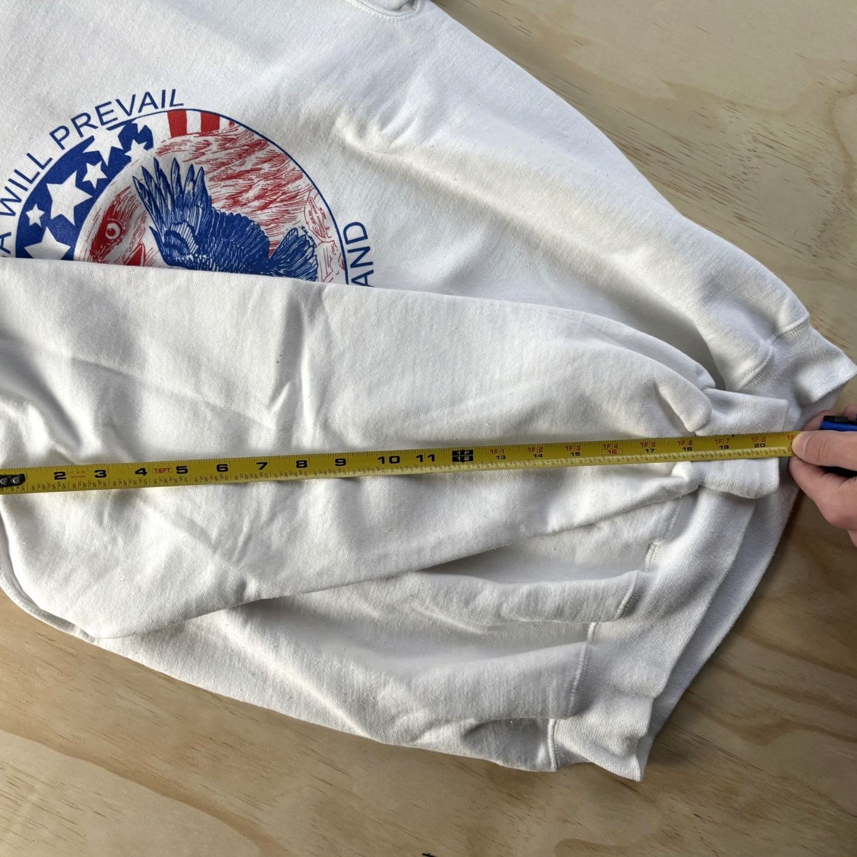 Jerzees JERZEES Shirt Mens M White Sweatshirt America Will Prevail Eagle Fleece Graphic Size US M / EU 48-50 / 2 - 7 Thumbnail