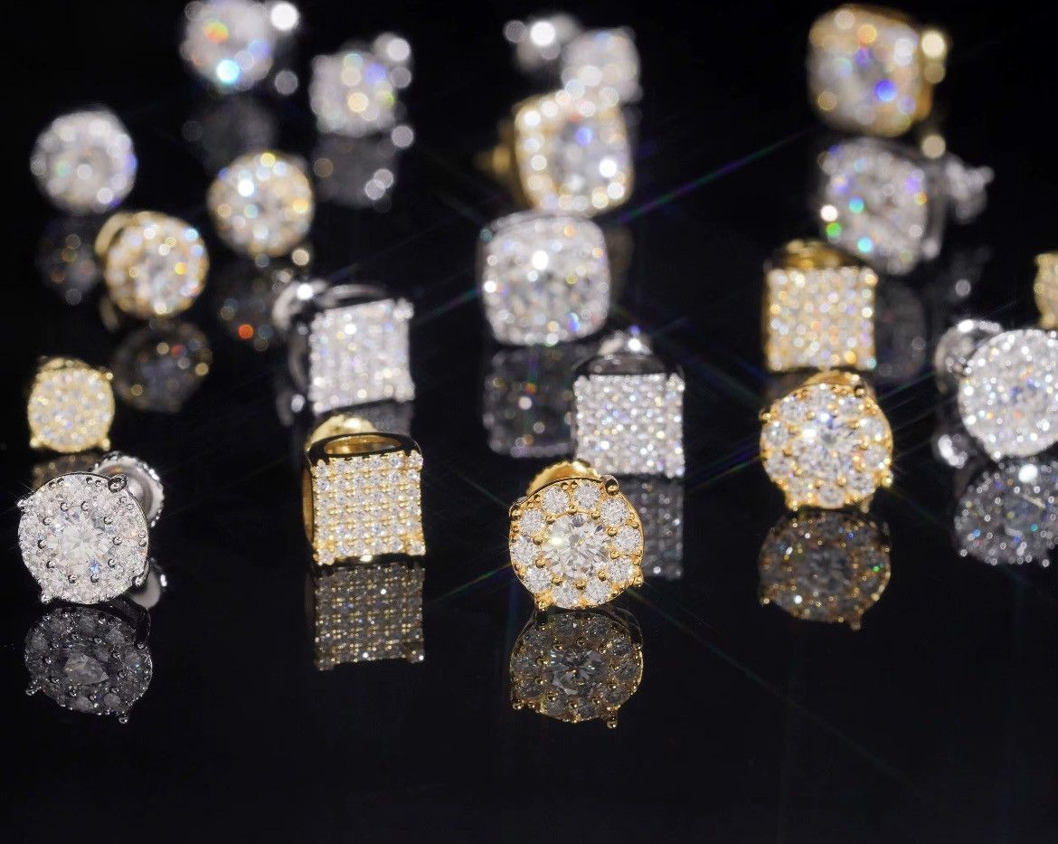 Other Iced Out 8mm Moissanite Earrings Size ONE SIZE - 5 Thumbnail