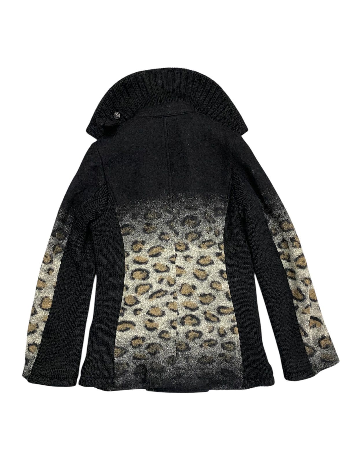 FranCisT MOR.K.S FranCisT_MOR.K.S. Leopard Gradient Wool Pea Coat Knit Collar Size US M / EU 48-50 / 2 - 2 Thumbnail