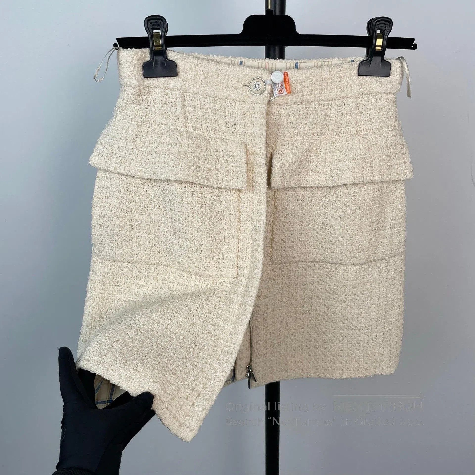 Chanel Chanel Ivory Woven Two-Pocket Short Skirt. Size 35" - 3 Thumbnail