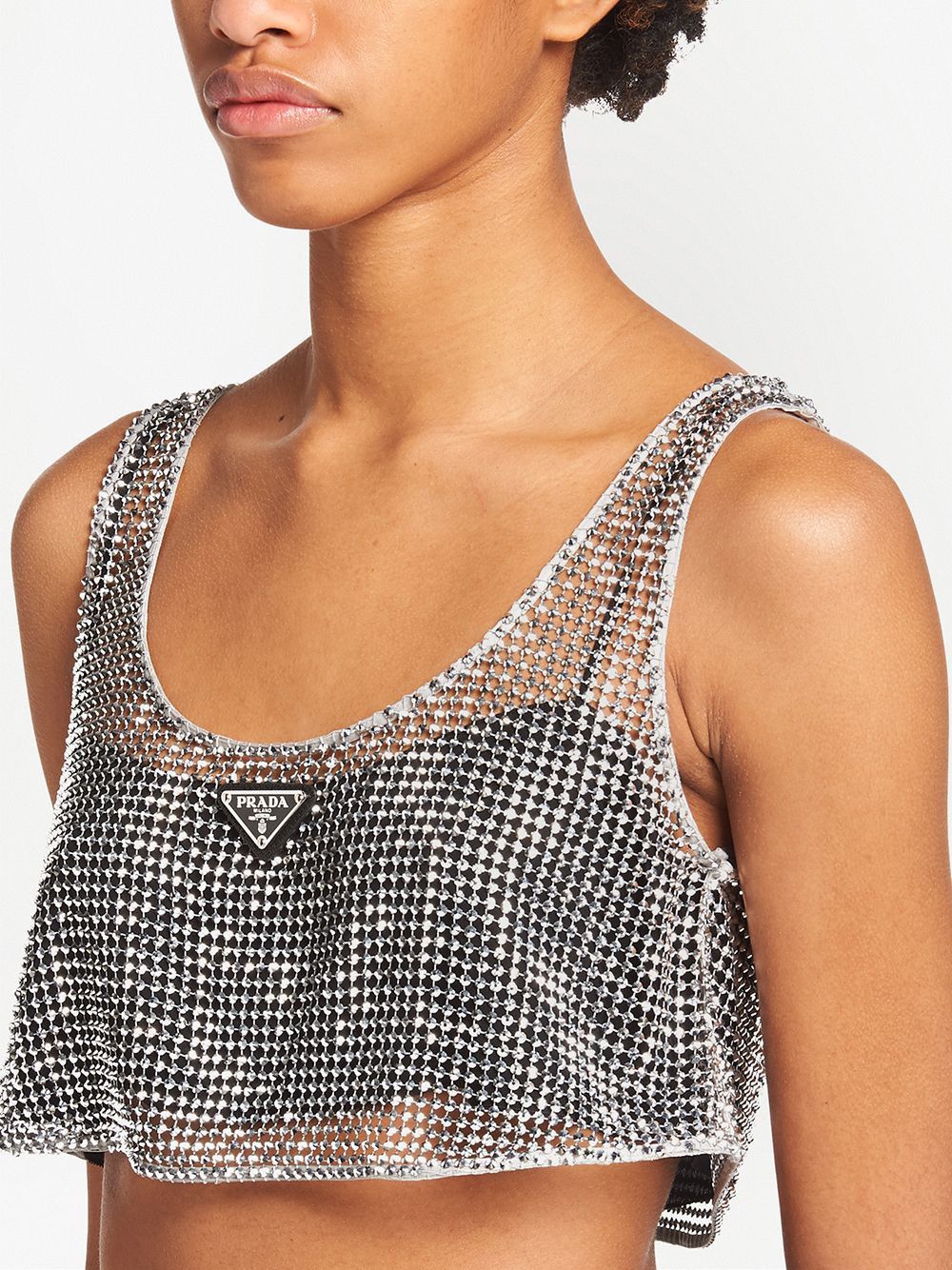 Prada Prada Rhinestone Embellished Crystal Top Logo Vest Shirt 36 Size XS / US 0-2 / IT 36-38 - 3 Thumbnail