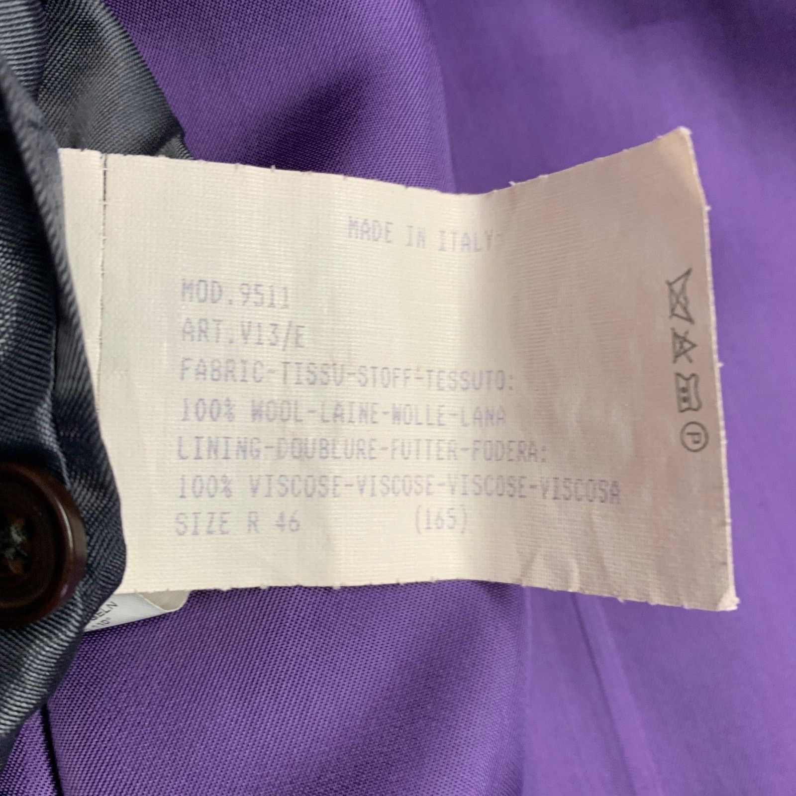 Paul Smith Westbourne Regular Grey Purple Pinstripe Wool Notch Lapel Size 46R - 10 Thumbnail