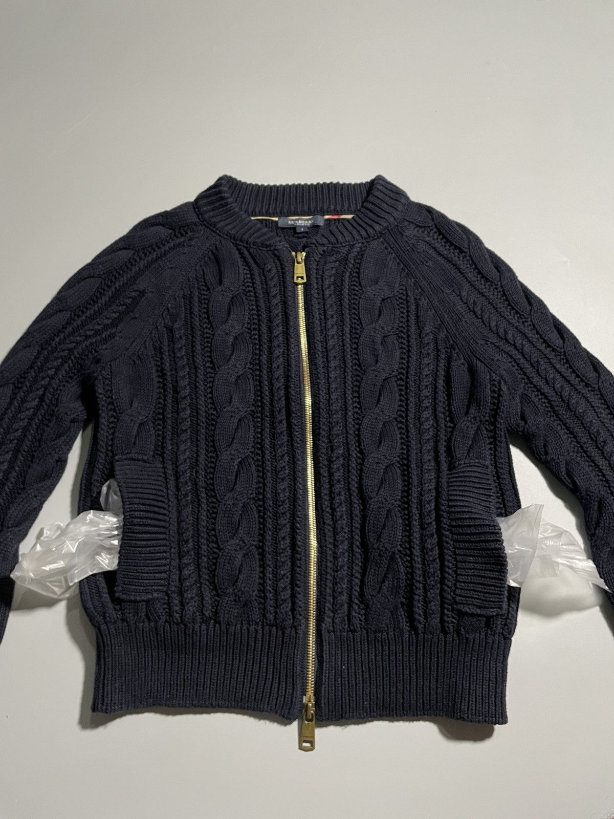 Burberry Burberry Cable Knit Zip Up Cardigan - Navy Size S / US 4 / IT 40 - 5 Thumbnail