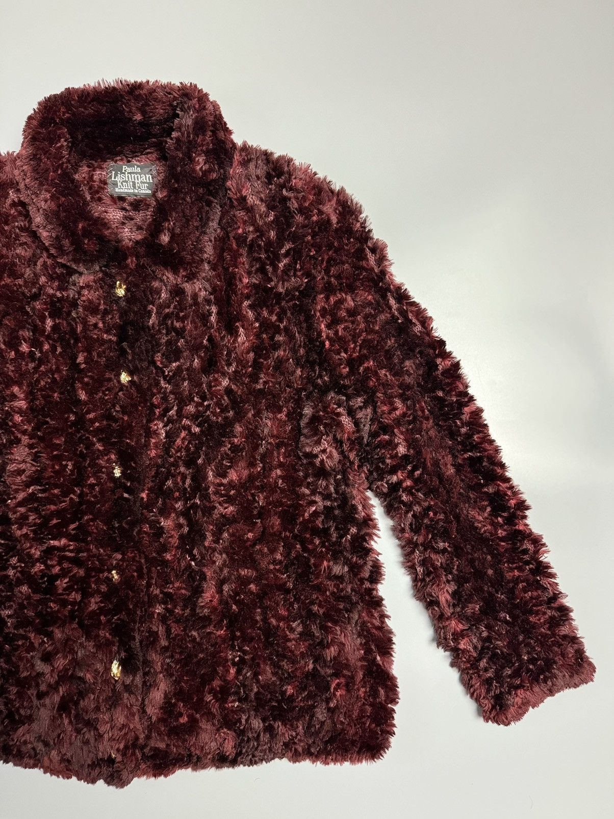 If Six Was Nine Paula Lishman Handmade Knit Fur Jacket Size M / US 6-8 / IT 42-44 - 3 Thumbnail