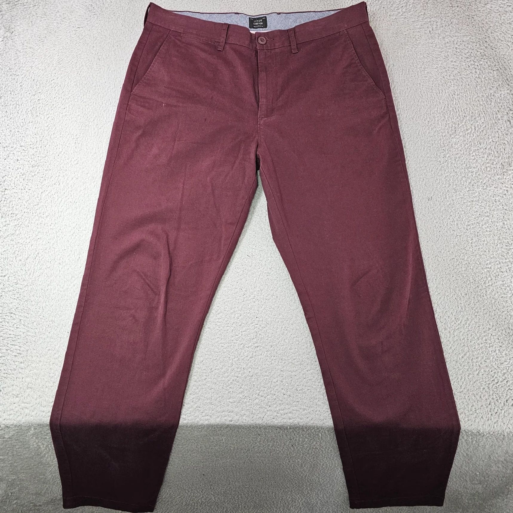 J.Crew J.Crew Chino Pants Mens 33x34 Burgundy Stretch Flat Front Tapered Casual Dress Pants Size US 33 - 2 Thumbnail