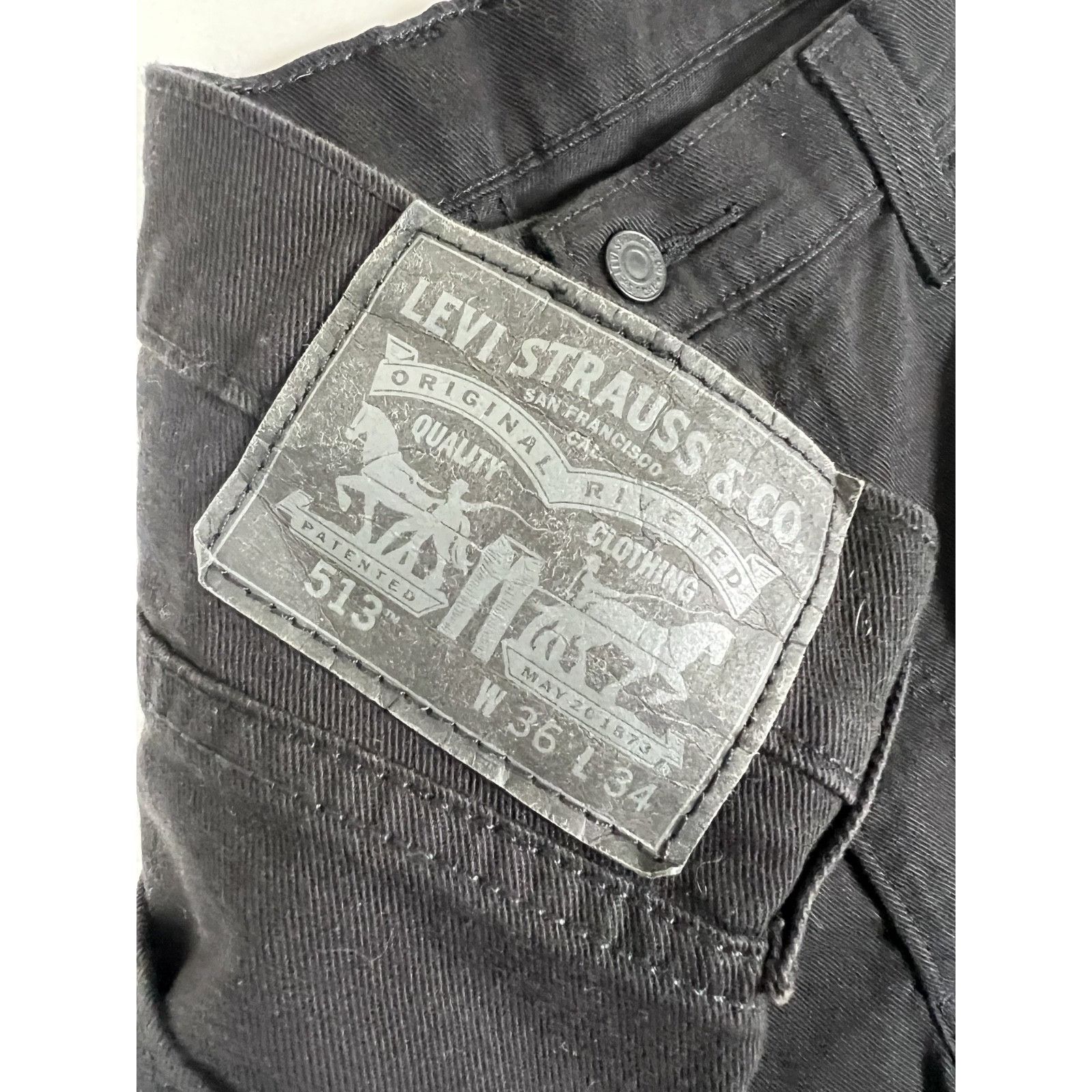 Levi's Levi’s 513 Black Denim Jeans Size 36x34 Straight Faded Size US 36 / EU 52 - 2 Thumbnail