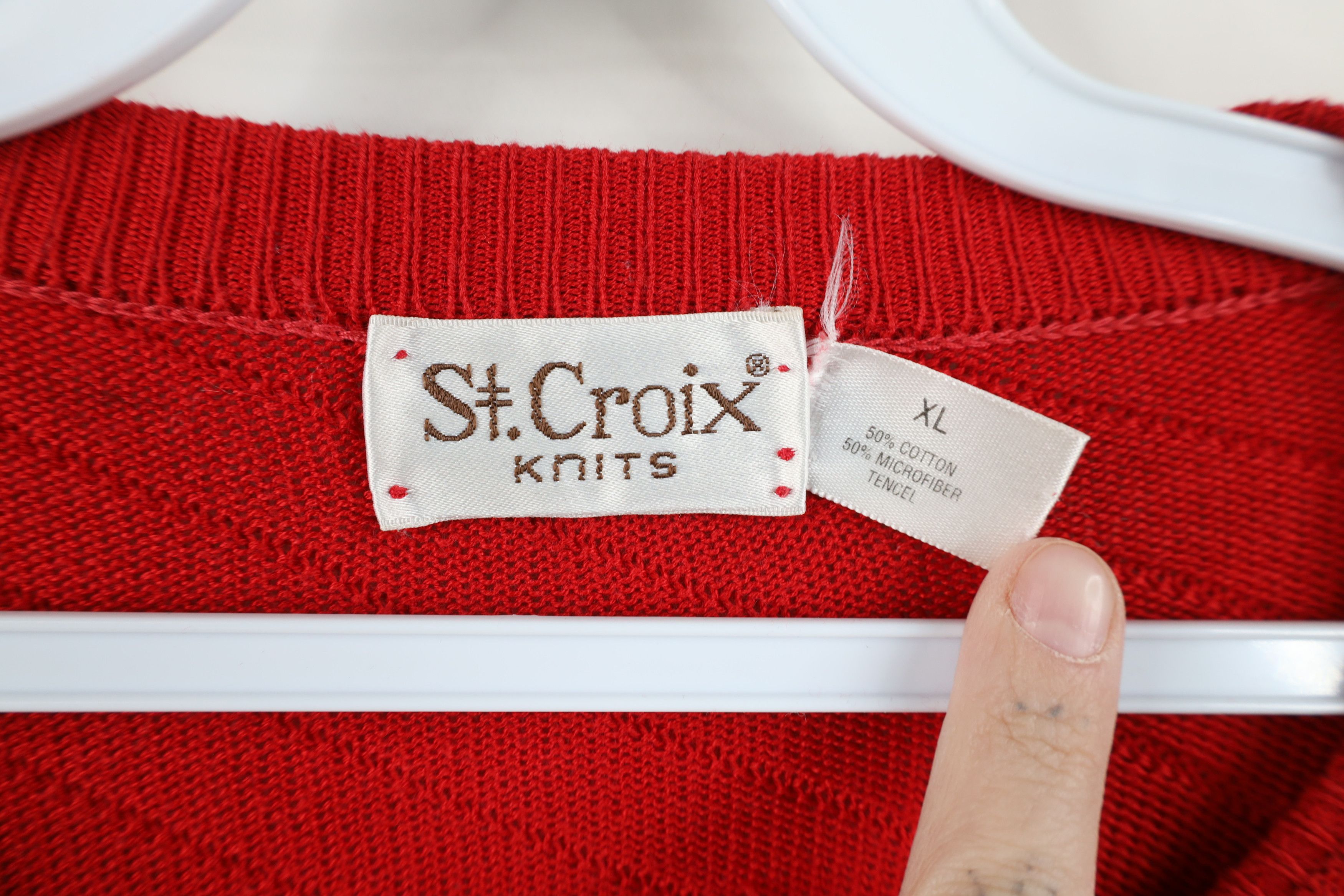 St. Croix Vintage 90s St Croix Knits Ribbed Knit Crewneck Sweater Red Size US XL / EU 56 / 4 - 9 Thumbnail