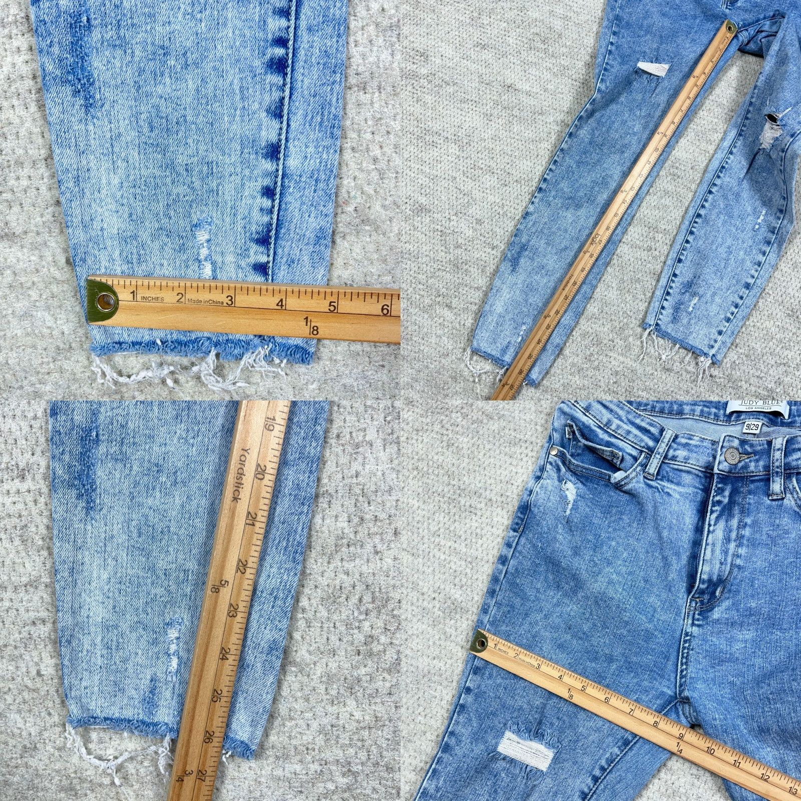 Vintage Judy Blue Jeans Women 29 Skinny High Rise Distressed Frayed Medium Wash Blue Size 29" - 8 Thumbnail