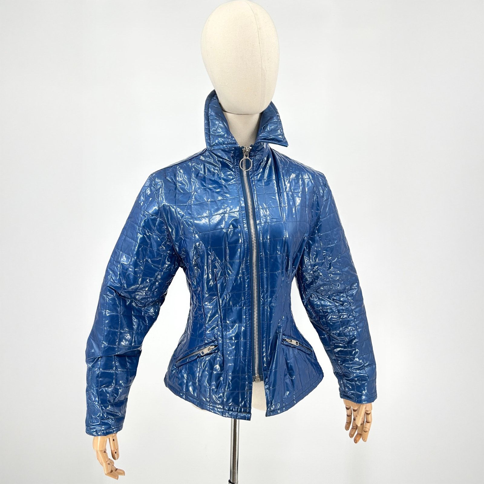 90s Wippette by Kenn Sporn Blue Quilted Vinyl Jacket