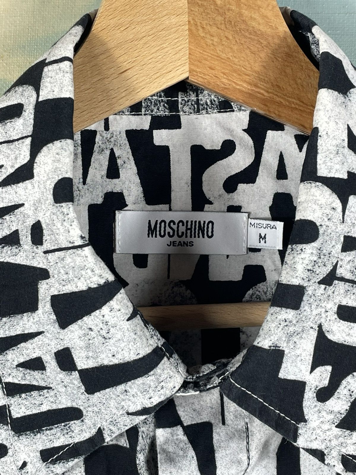 Moschino × Vintage Black White Monogram Vintsge Retro 00s Shirt Moschino Size US M / EU 48-50 / 2 - 6 Thumbnail