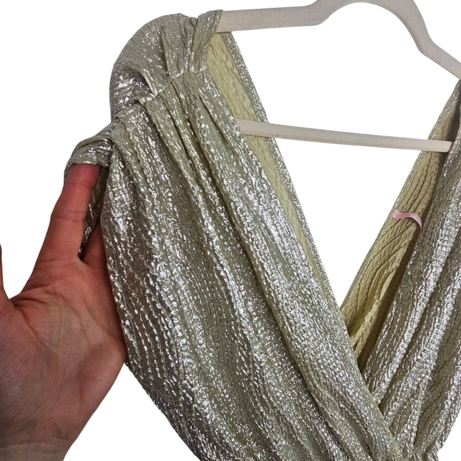 Lulus Lulus Womens All That Shimmers Maxi Dress Sz S Gold Wedding Size S / US 4 / IT 40 - 6 Thumbnail