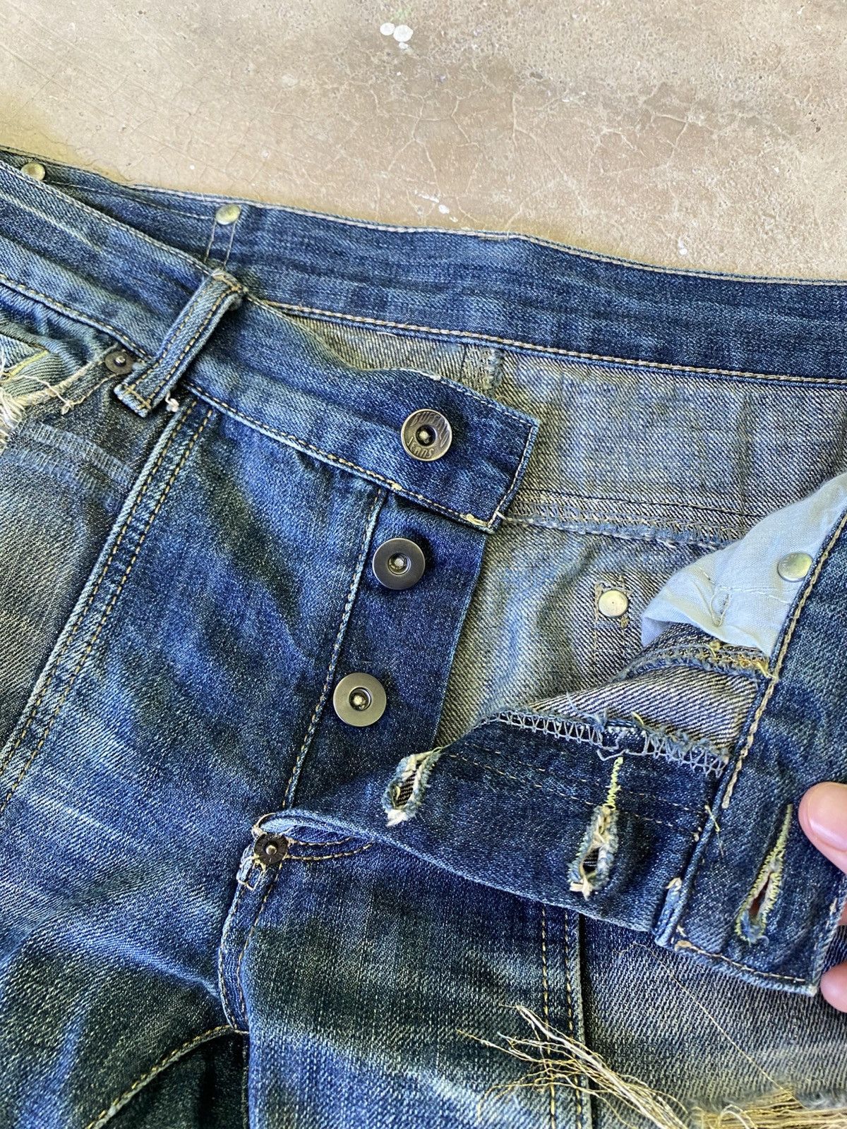 Japanese Brand Buffalo Distressed Flared Denim Jeans Y2K Size US 31 - 8 Thumbnail