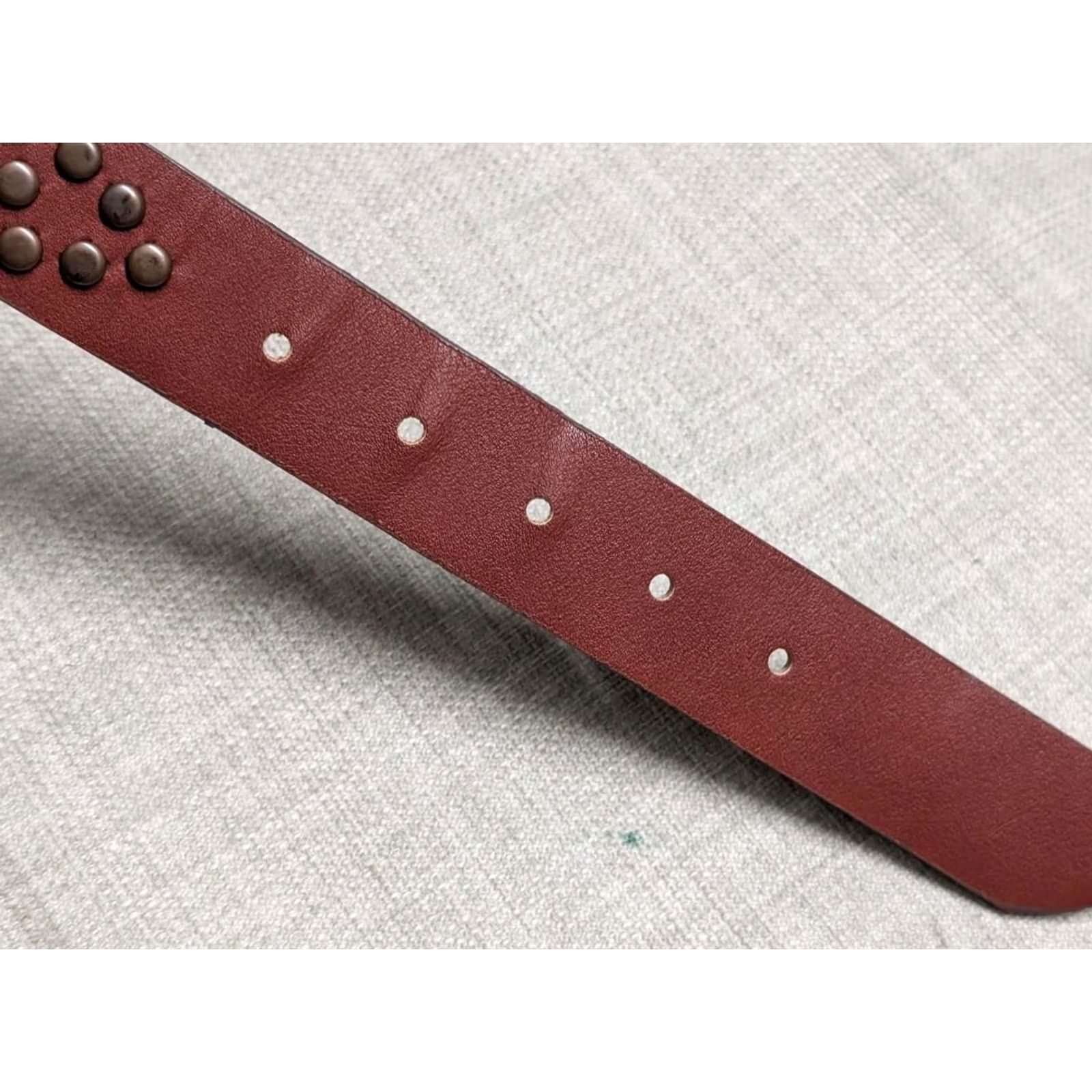 Hot Topic VINTAGE brown belt studded motorcycle punk 1990s Men 40 waist 1-1/4" synthetic leather pattern studded belt brown Mens 1990s motorcycle punk belt Size 40 - 7 Thumbnail