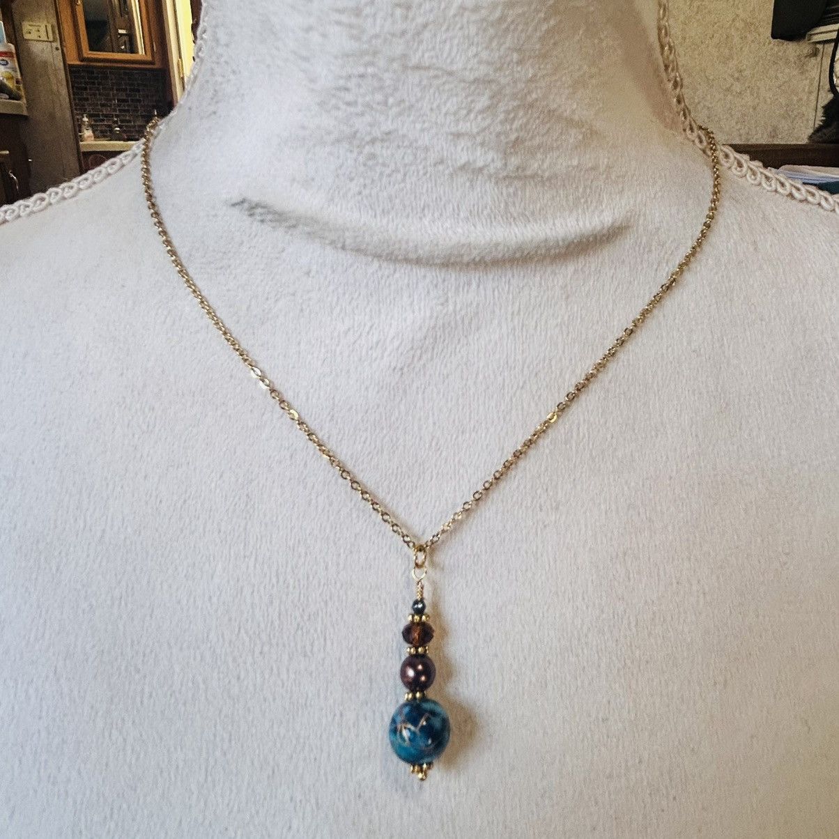 Handmade Handcrafted art glass Czech glass pearl crystal necklace set Size ONE SIZE - 5 Thumbnail