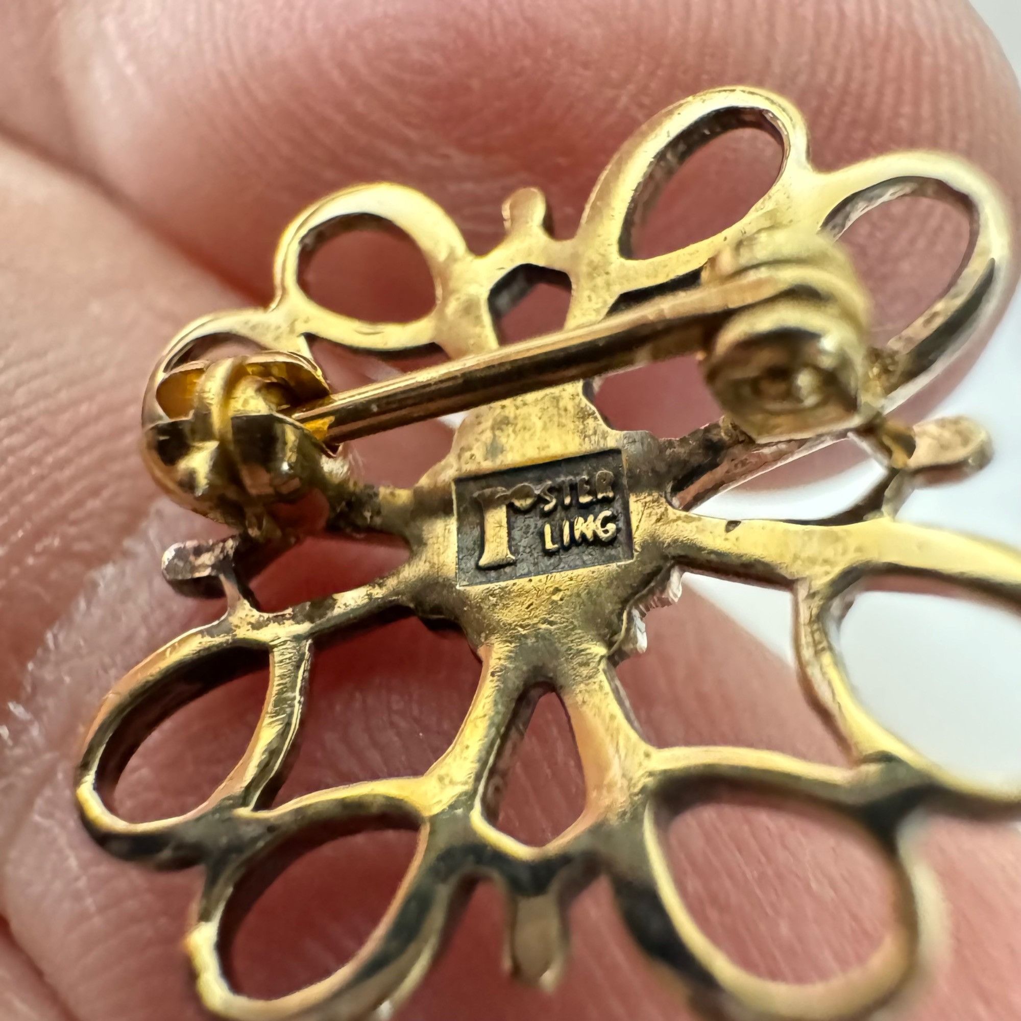 Vintage Gold Over Sterling Silver 925 Geometric Spinel Prong Set Sta Size ONE SIZE - 5 Thumbnail