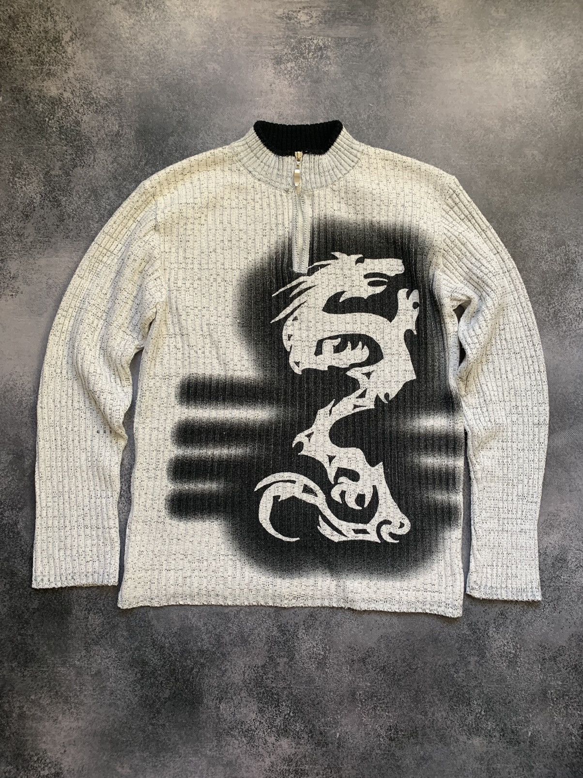 Japanese Brand × Vintage Vintage 90s Japanese Dragon Abstract Sweater Streetwear Y2K Size US L / EU 52-54 / 3 - 10 Thumbnail