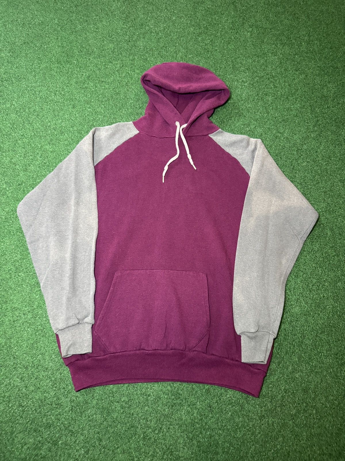 Vintage Vtg 70s Blank 50/50 Two Tone Minimalist Hoodie Sweatshirt Size US L / EU 52-54 / 3 - 1 Thumbnail