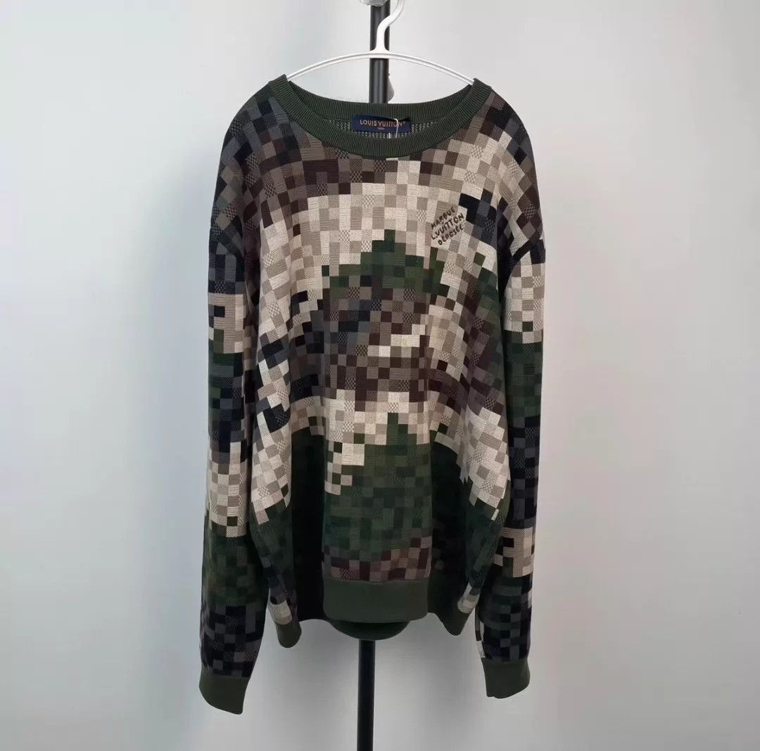 Louis Vuitton Green Pixel Pattern Long Sleeve Sweater XXL Size US XXL / EU 58 / 5 - 1 Thumbnail
