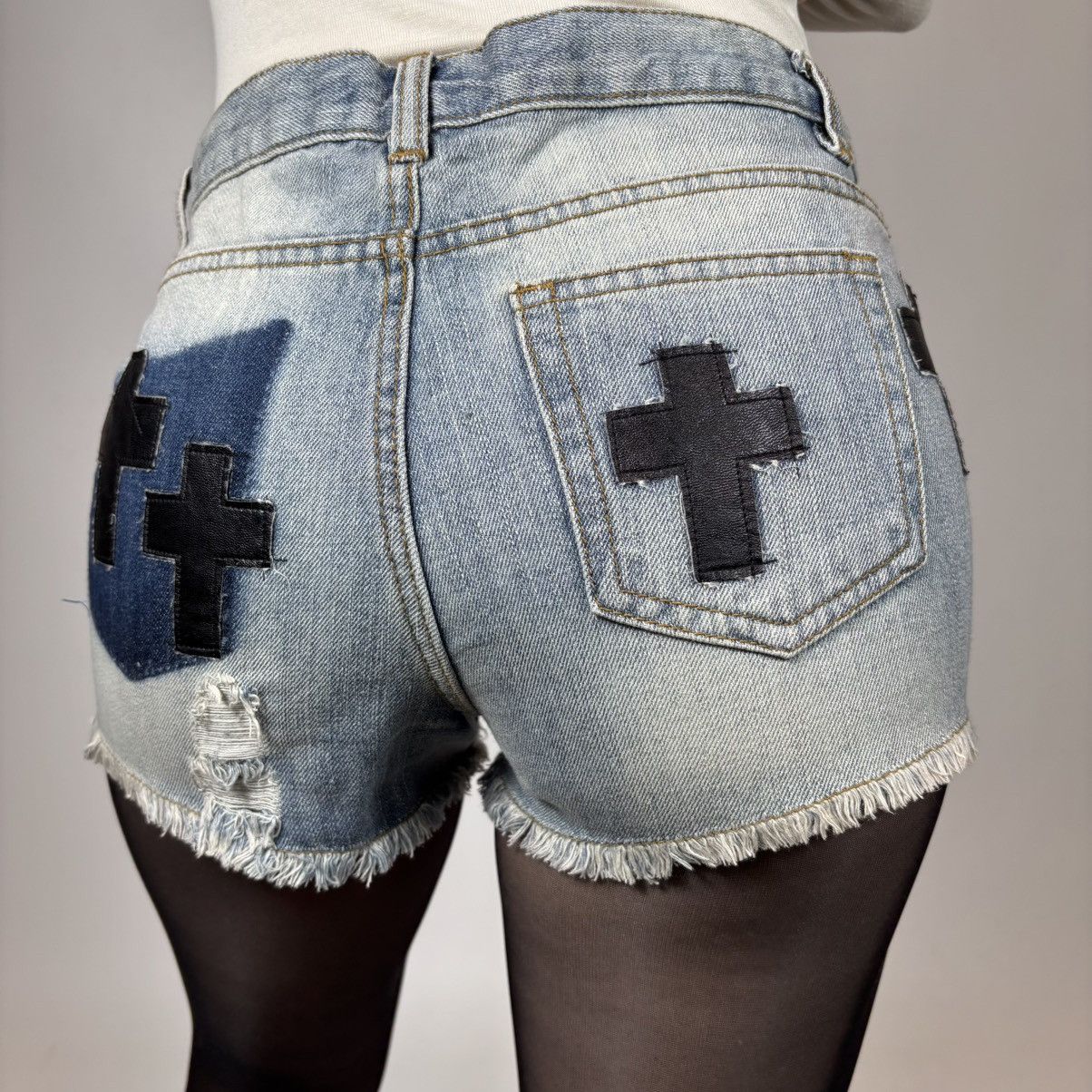 Seditionaries Vintage Y2K Japanese Cross Logo Mini Shorts Sexy Retro Style Size 29" - 1 Thumbnail