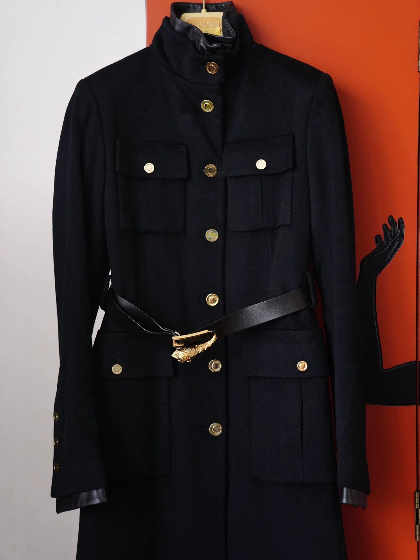 Gucci Gucci 2000FW Cashmere Lambskin Coat Black Gold Belt Size XS / US 0-2 / IT 36-38 - 7 Thumbnail