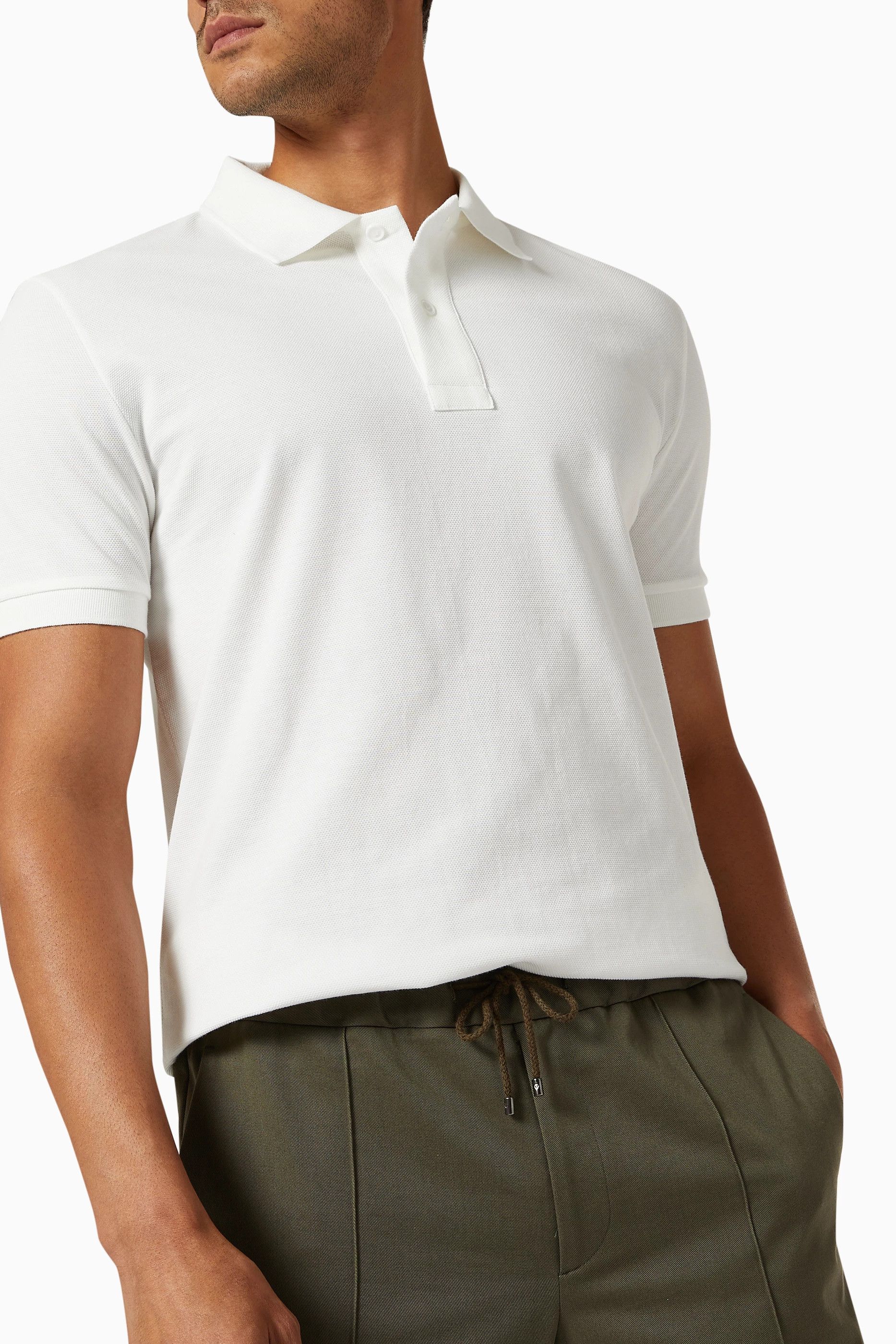 Bottega Veneta Chalk White Cotton Dry Piquet Polo Size US S / EU 44-46 / 1 - 3 Thumbnail